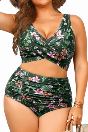 Women Plus Size High Waisted Bikini - Two Piece Swimsuit Tummy Control Bathing Suit Wrap Tie Back 2025 Swimwear