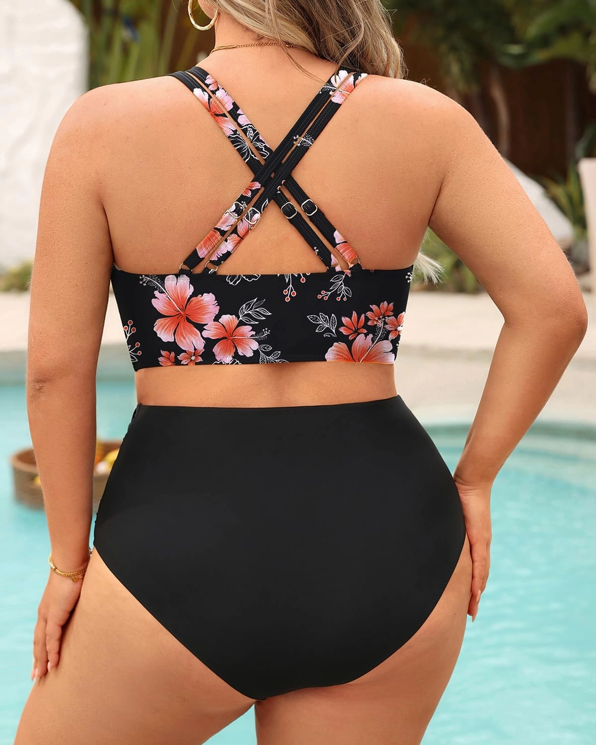 Women Plus Size Two Piece Swimsuit - High Waisted Bikini with Double Straps Tummy Control Bathing Suit 2025 Swimwear
