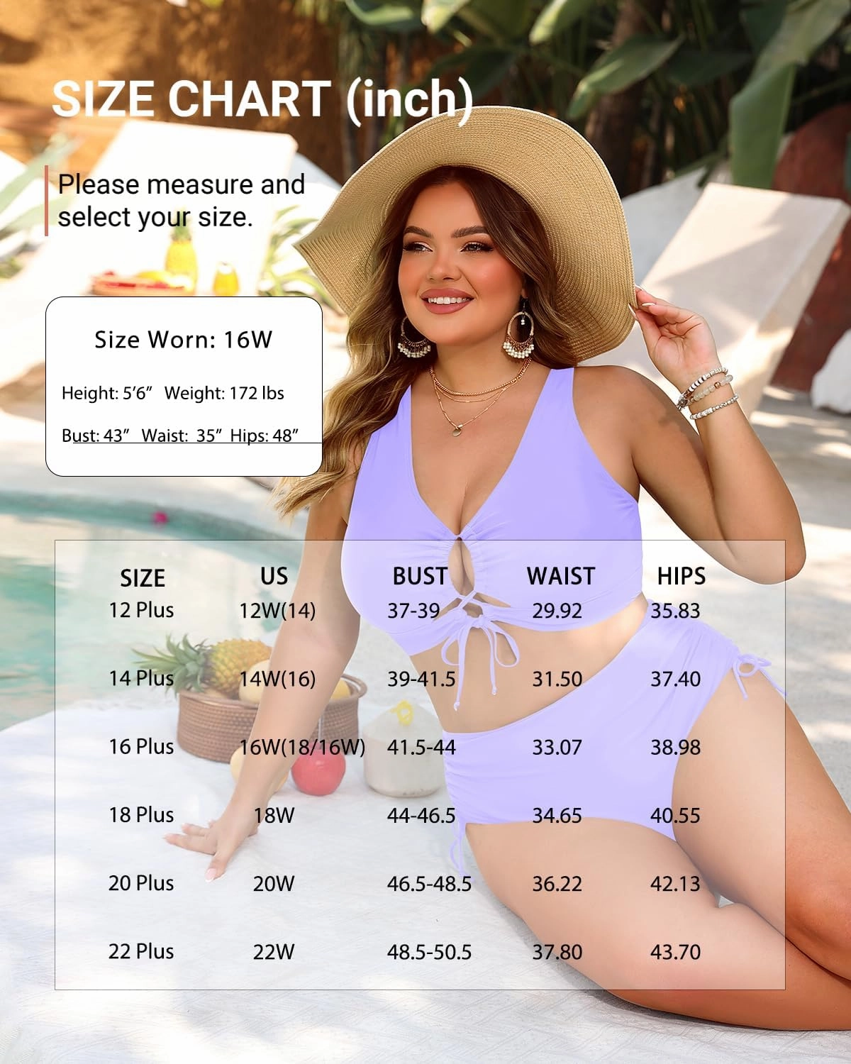 Women Plus Size Two Piece Swimsuit - Tummy Control Bikini Sexy Lace Up Bathing Suits Cutout Swimwear 2025