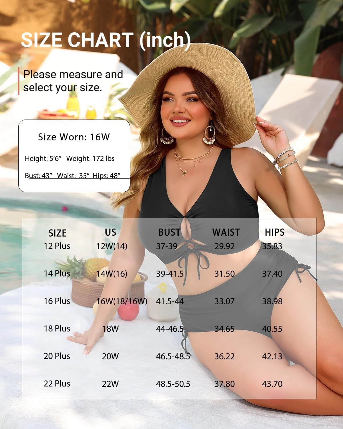 Women Plus Size Two Piece Swimsuit - Tummy Control Bikini Sexy Lace Up Bathing Suits Cutout Swimwear 2025