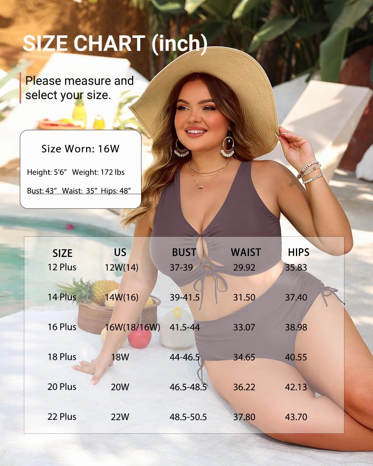 Women Plus Size Two Piece Swimsuit - Tummy Control Bikini Sexy Lace Up Bathing Suits Cutout Swimwear 2025