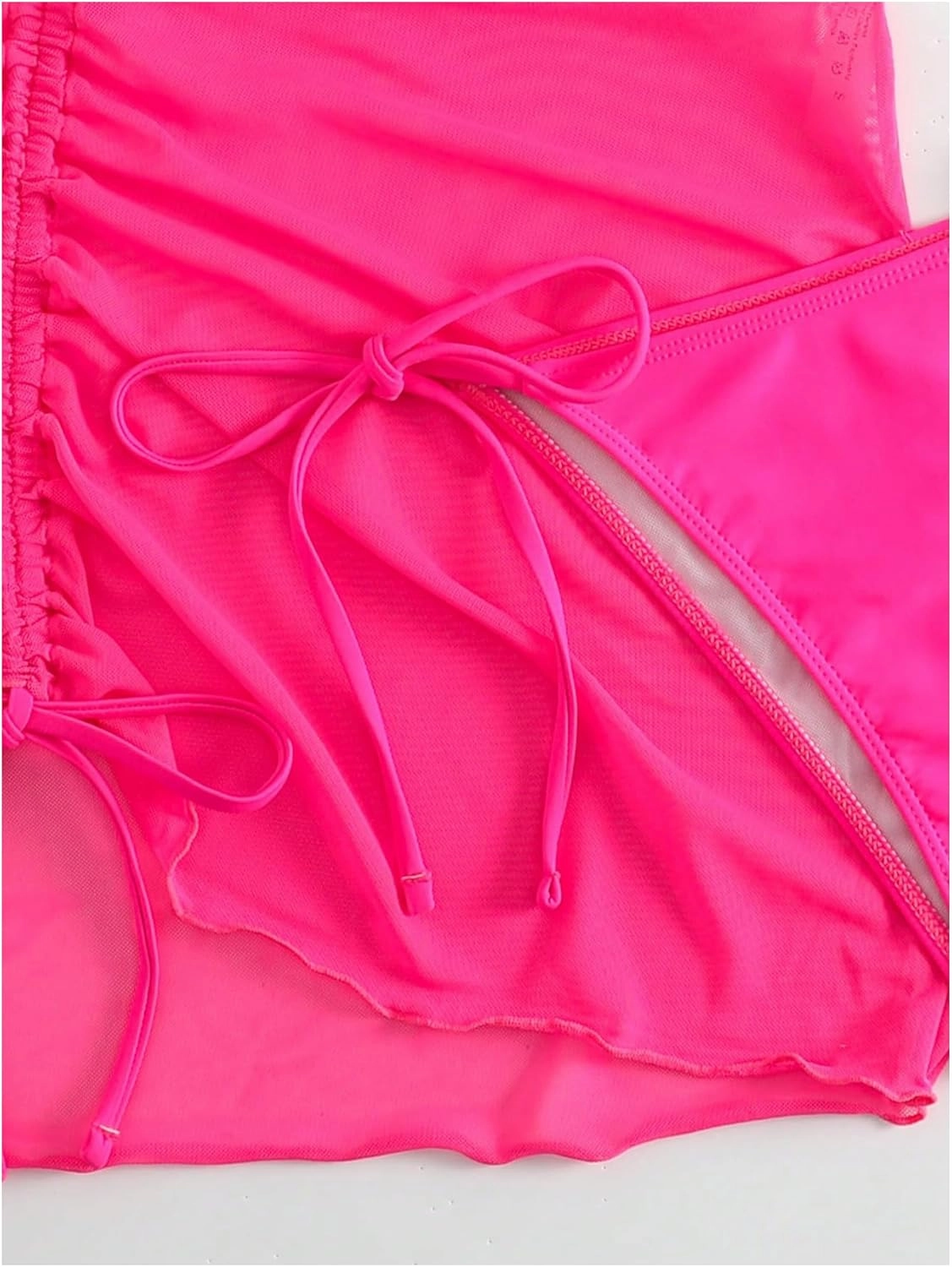 Women's 4 Piece Swimsuits Halter Triangle Bikini Sets Bathing Suit with Mesh Cover Up Skirt & Bandana