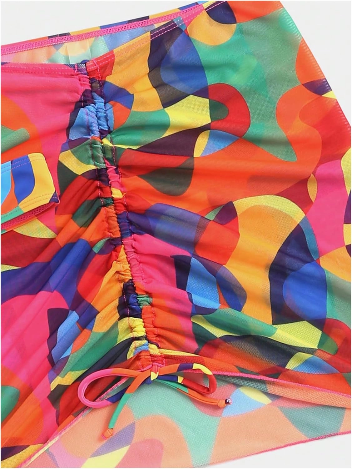 Women's 4 Piece Swimsuits Halter Triangle Bikini Sets Bathing Suit with Mesh Cover Up Skirt & Bandana