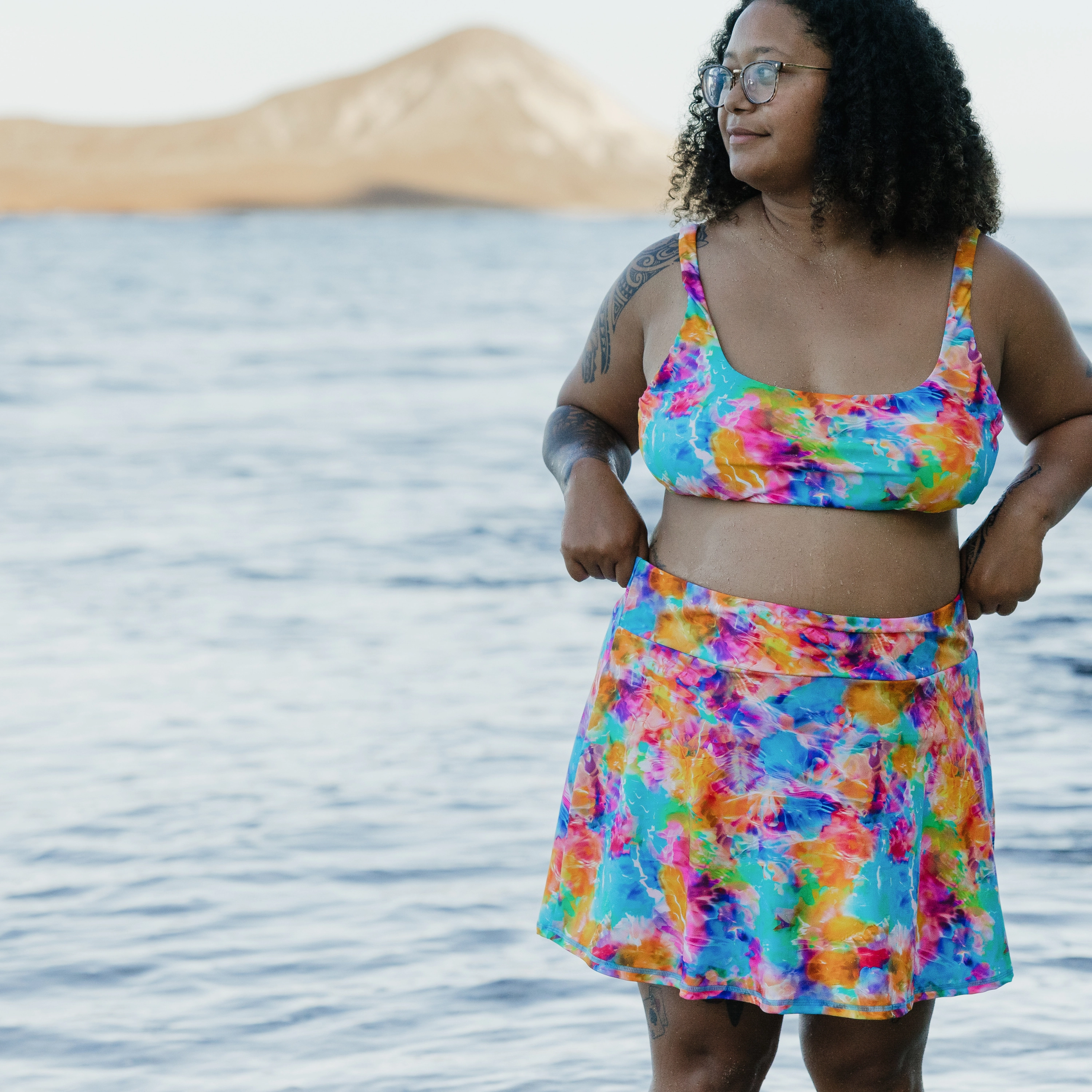 Women's A-Line Swim Skirt Swim Bottom | "Impressions"