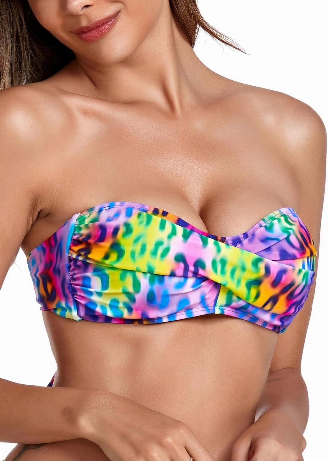 Women's Bandeau Bikini Top Strapless Tie Back Bathing Suit Top
