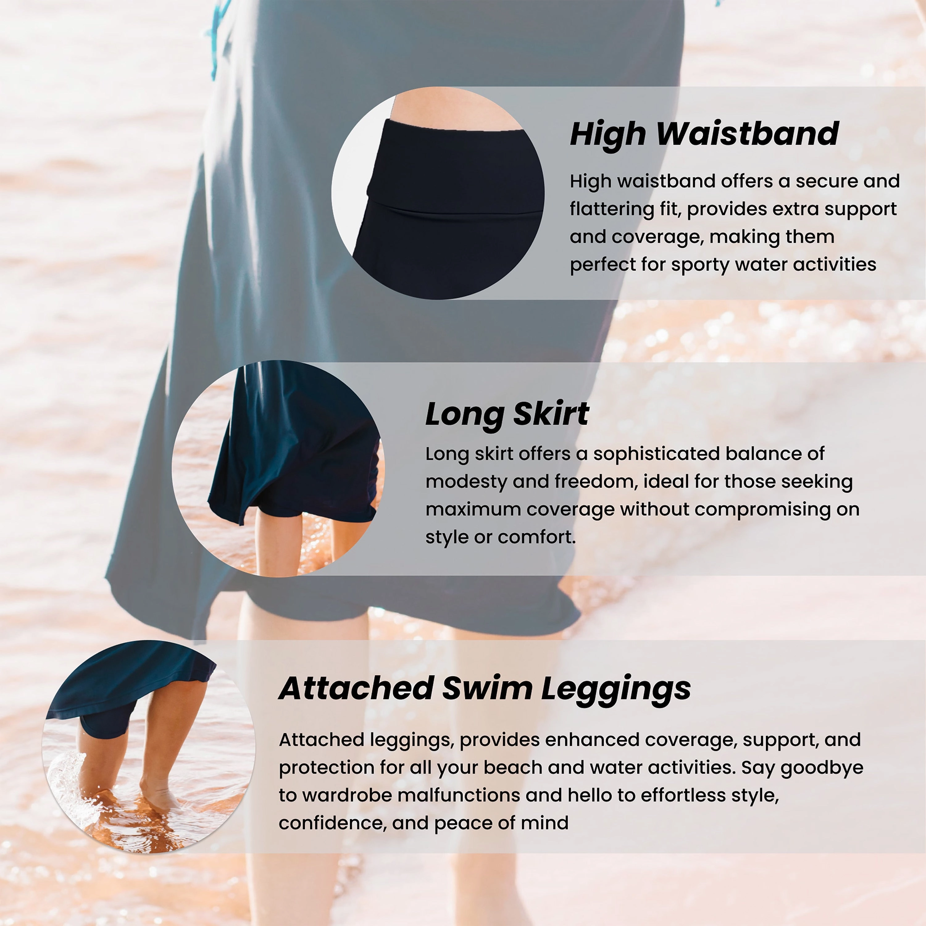 Women's Below The Knee Swim Skirt With Capri Leggings