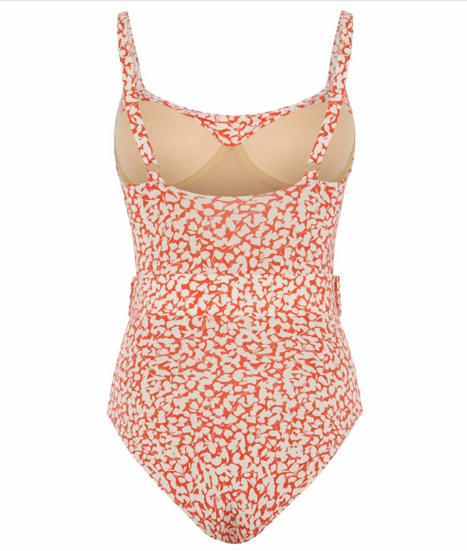 Women's Cassandra Onepiece Belted Swimsuit In Red Ditsy Print
