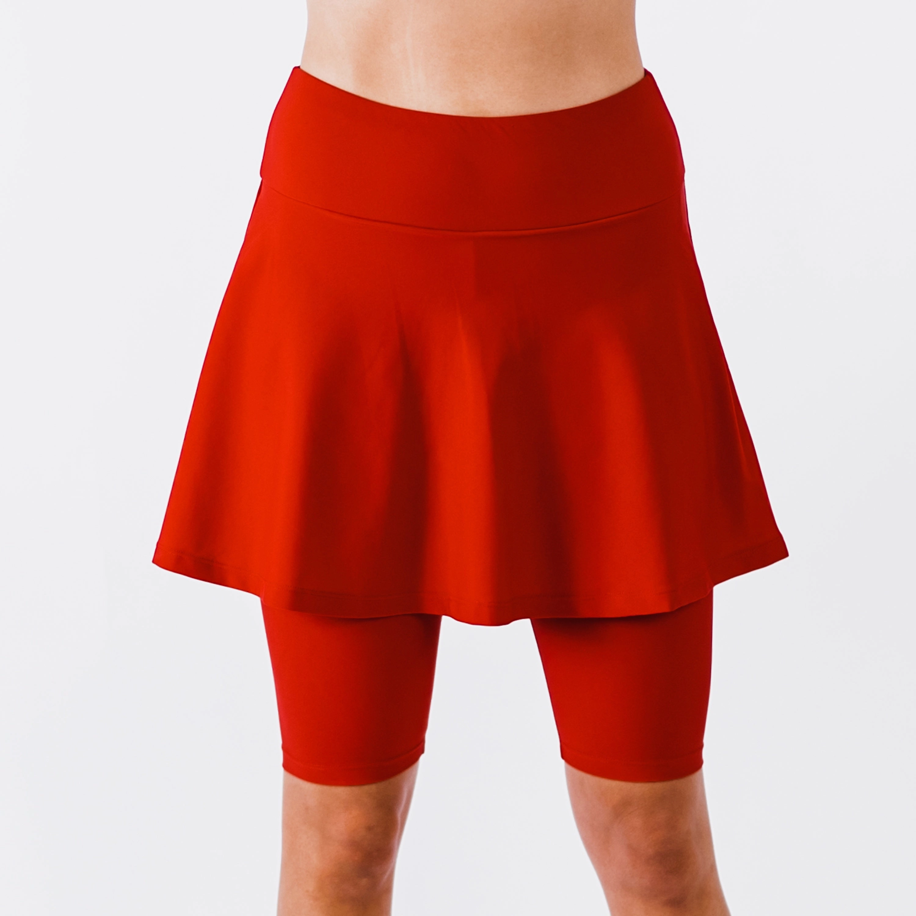 Women's Flared Mid-Thigh Swim Skirt With Bike Shorts