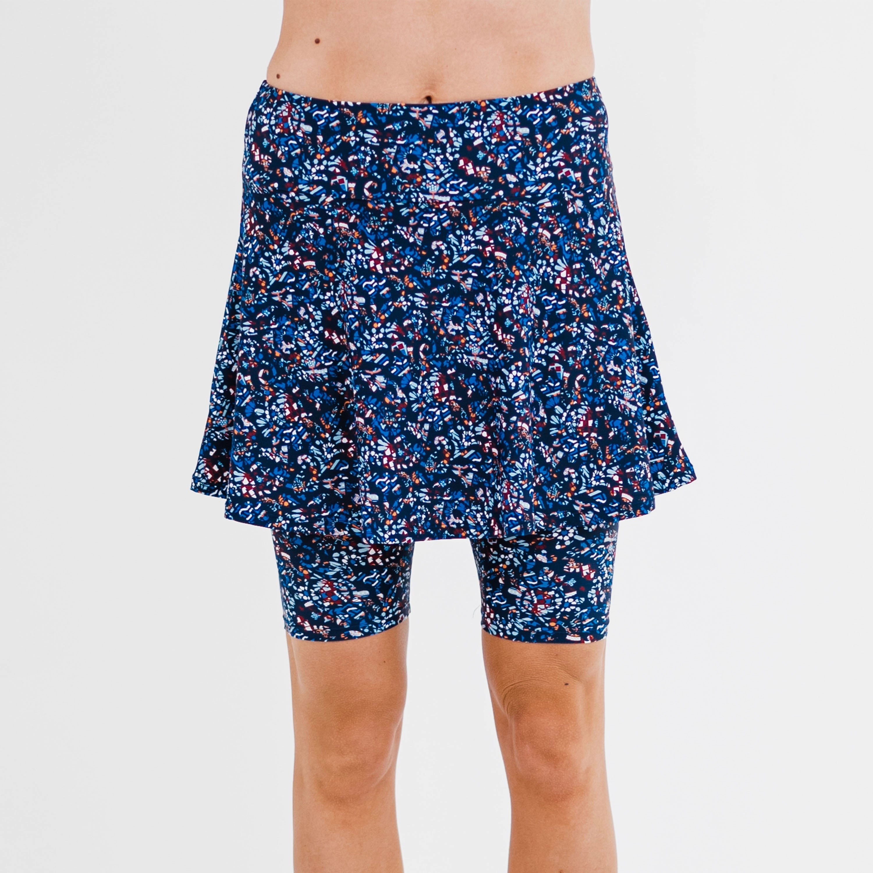 Women's Flared Mid-Thigh Swim Skirt With Bike Shorts