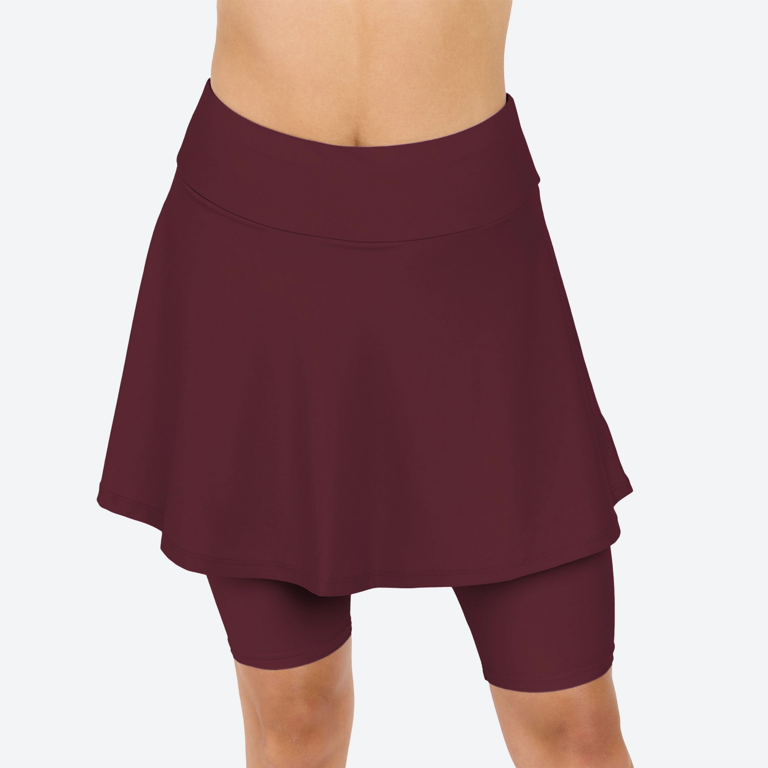 Women's Flared Mid-Thigh Swim Skirt With Bike Shorts