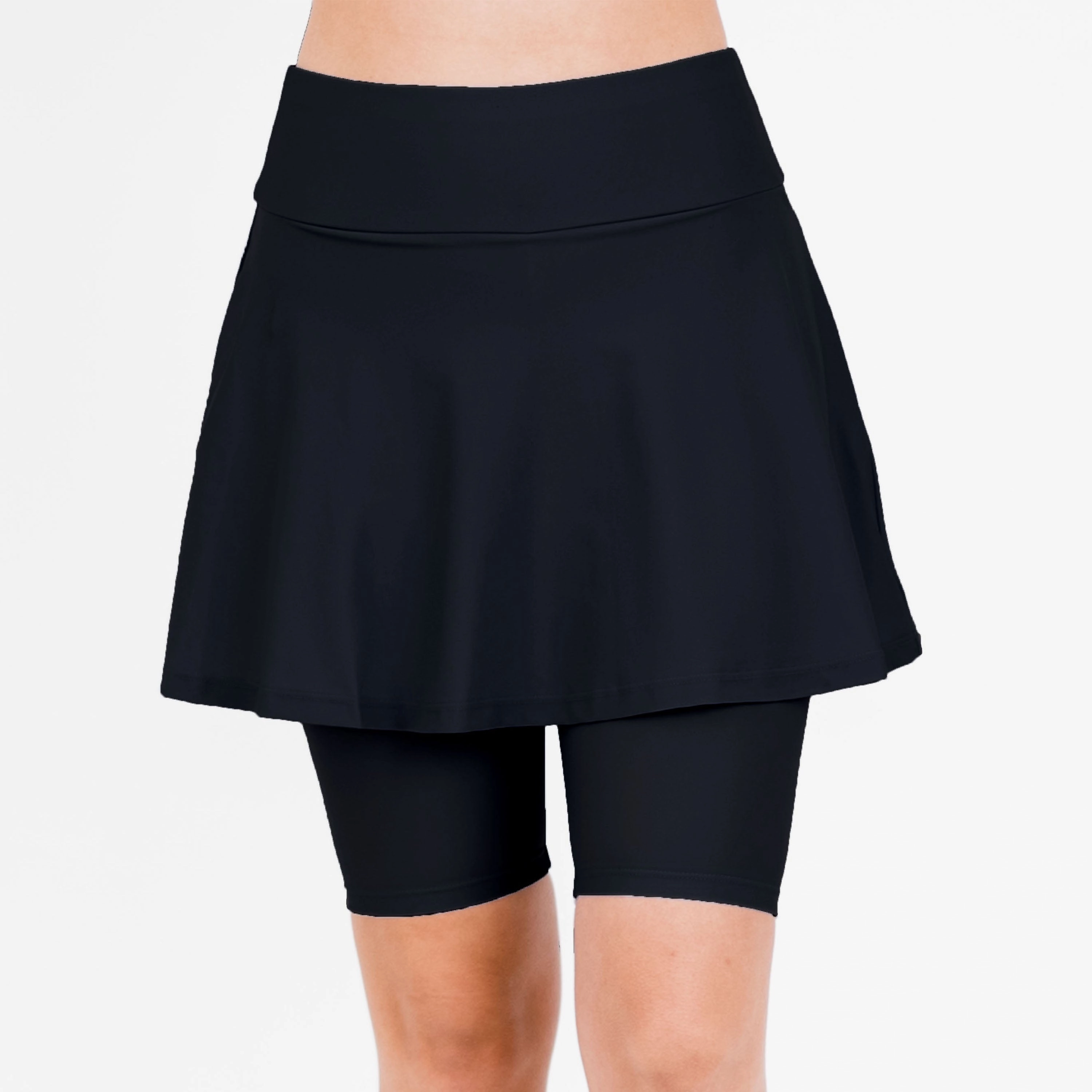Women's Flared Mid-Thigh Swim Skirt With Bike Shorts