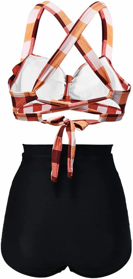 Women's Floral Halter High Waist Bikini Swimsuit Floral Printing Bathing Suits 2 Pieces