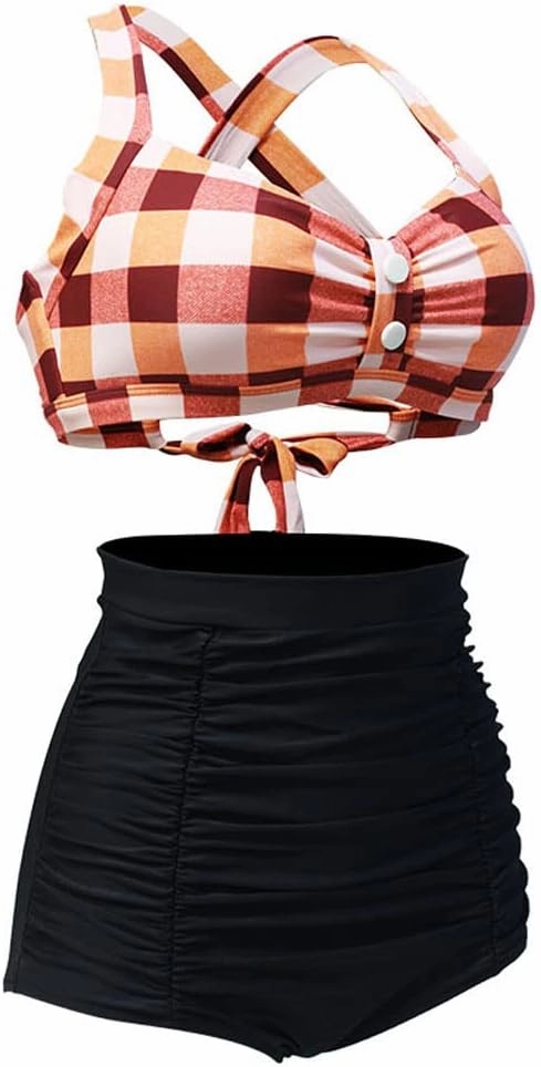 Women's Floral Halter High Waist Bikini Swimsuit Floral Printing Bathing Suits 2 Pieces