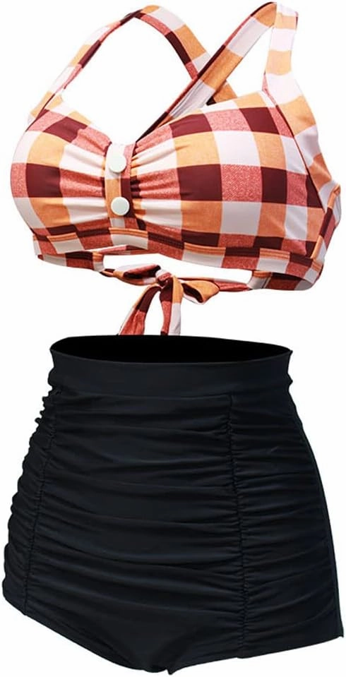 Women's Floral Halter High Waist Bikini Swimsuit Floral Printing Bathing Suits 2 Pieces