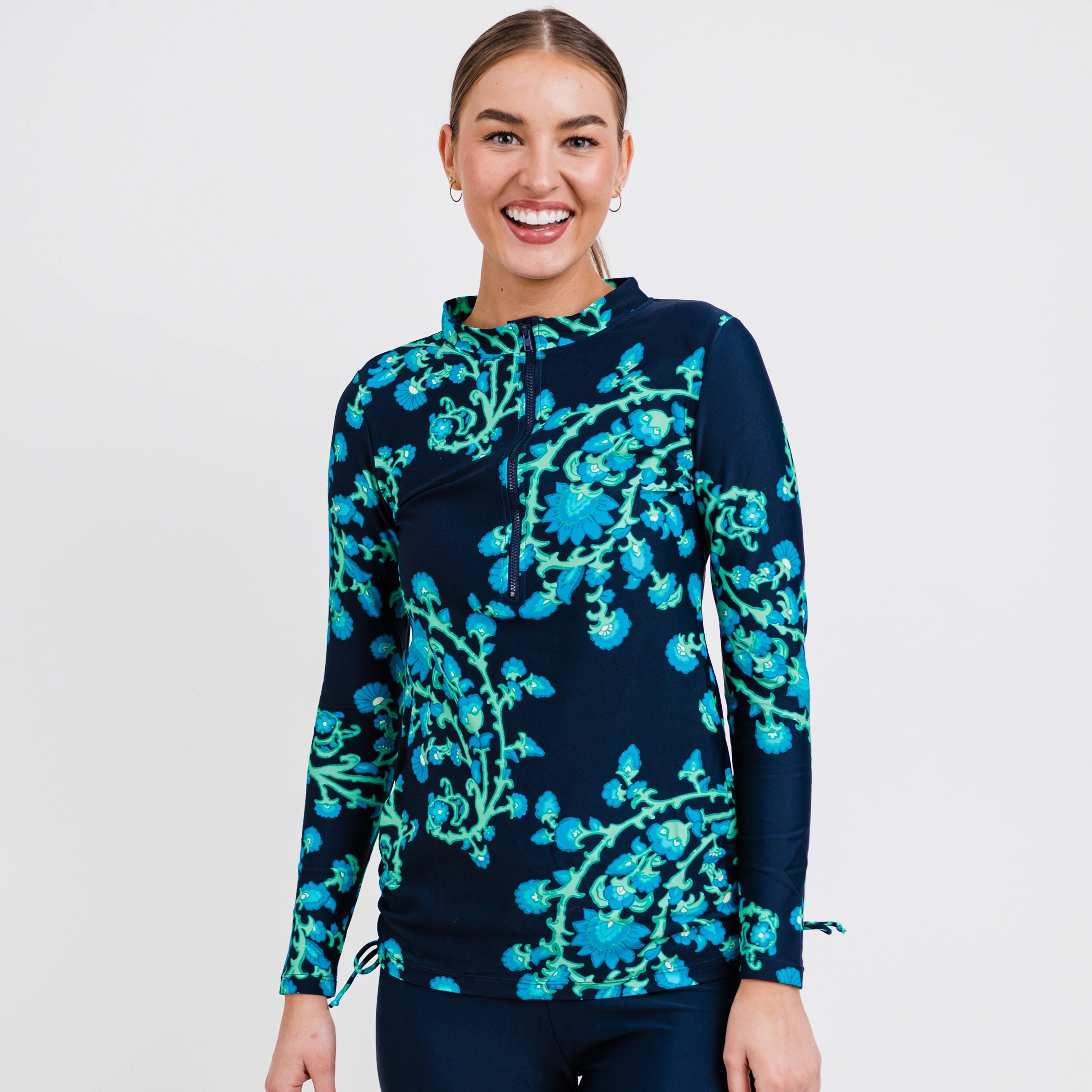 Women's Half-Zip Long Sleeve Rash Guard Nora Swim Top