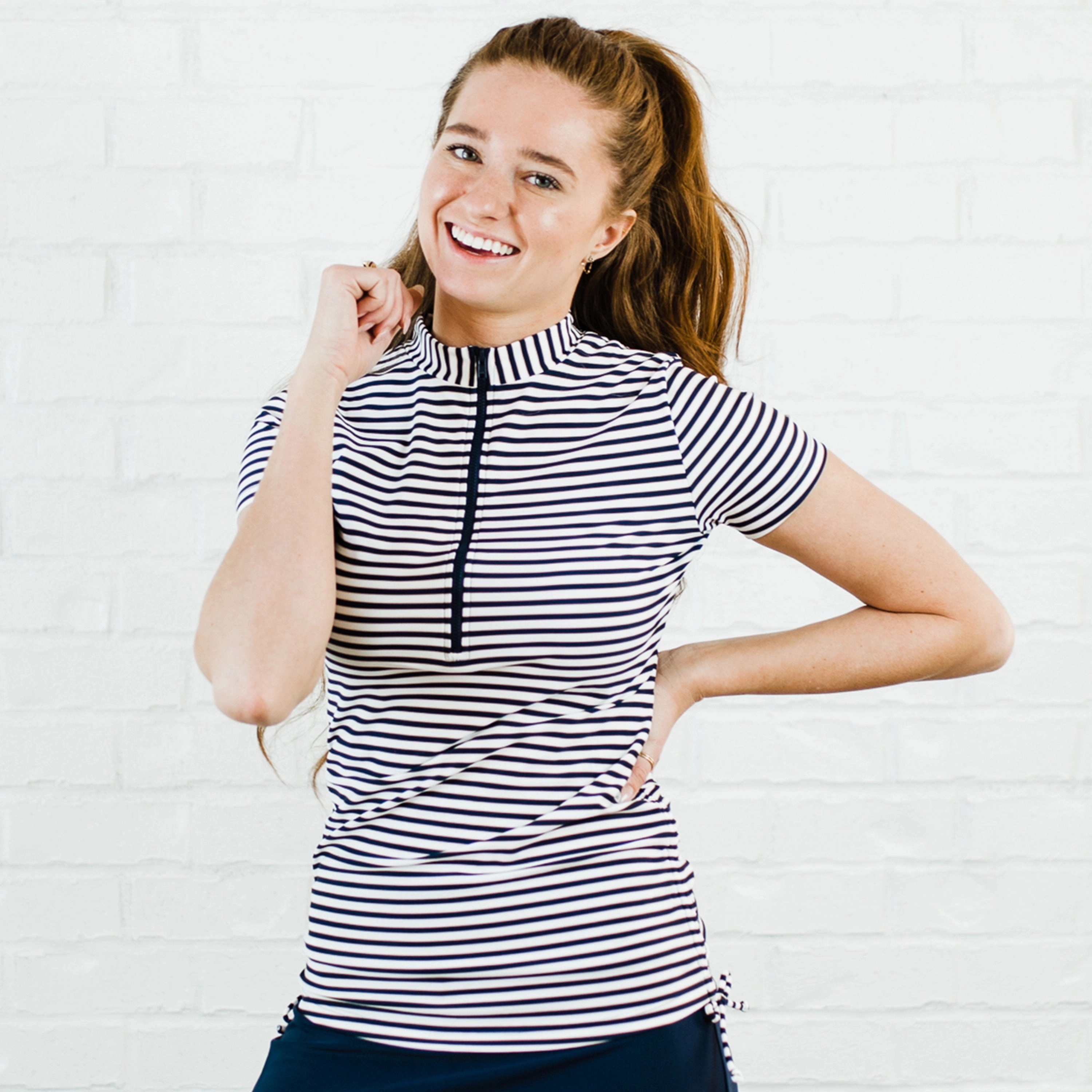 Women's Half-Zip Short Sleeve Rashguard Adele Swim Top