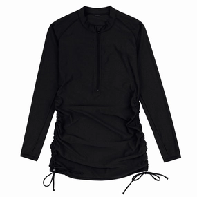 Women's Half Zip Swim Dress Cover Up | "Black"