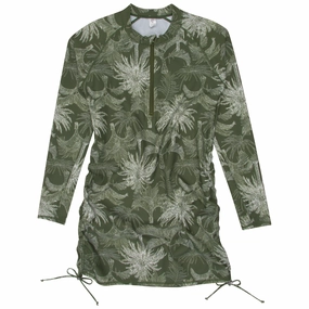 Women's Half Zip Swim Dress Cover Up | "Hawaiian Rainforest"