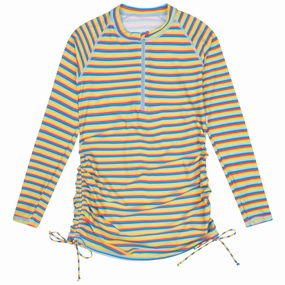 Women's Half Zip Swim Dress Cover Up | "Sunny Stripe"
