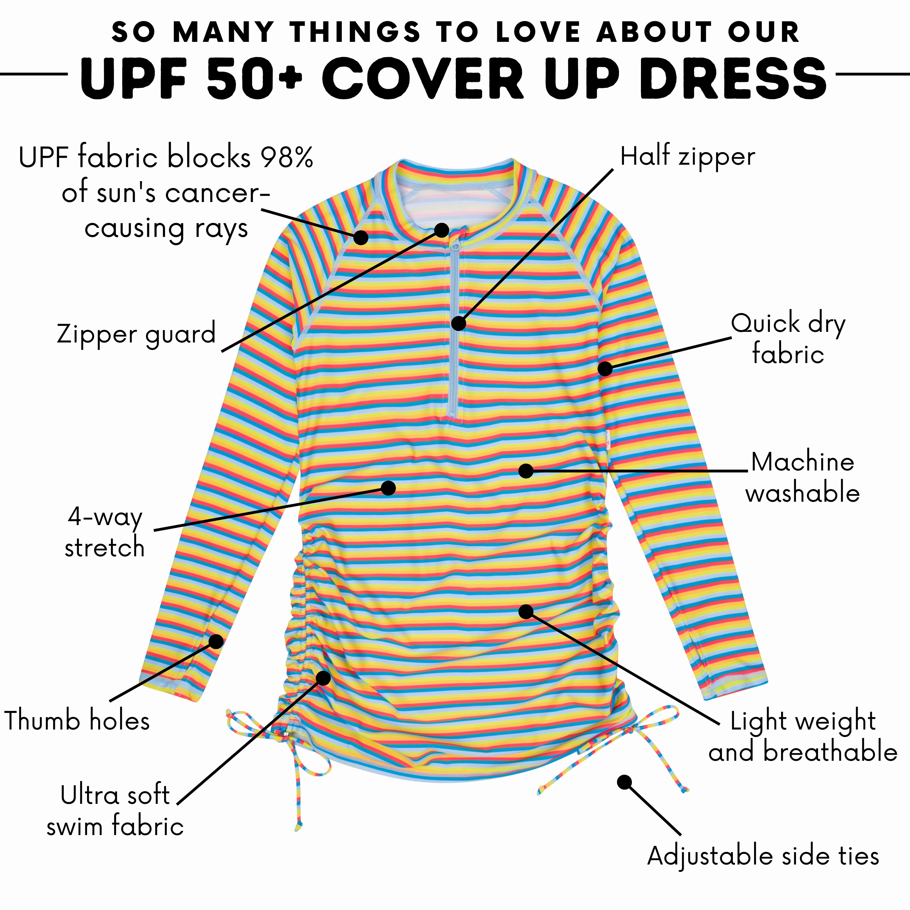 Women's Half Zip Swim Dress Cover Up | "Sunny Stripe"