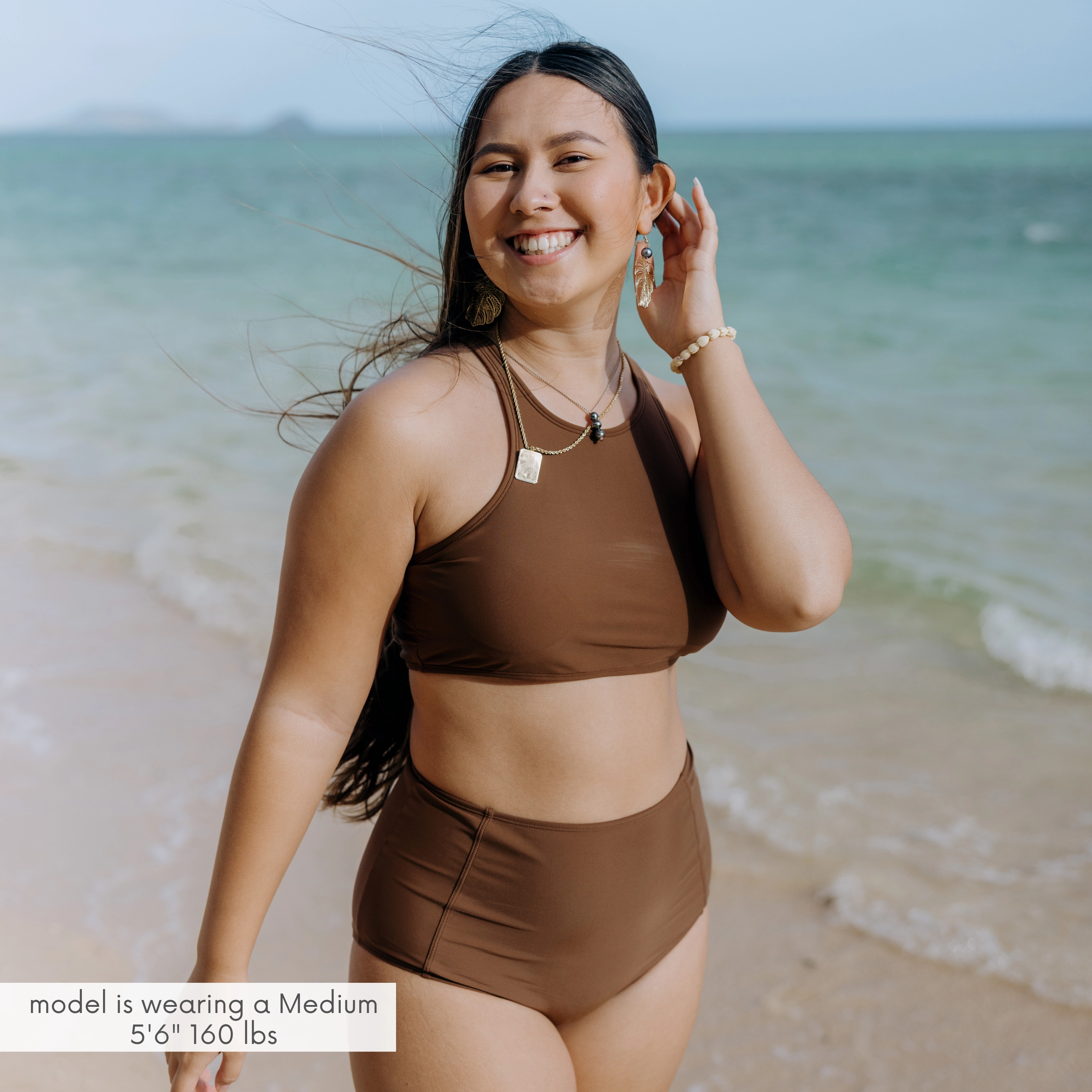 Women's High Waist Bikini Bottoms | "Cold Brew"