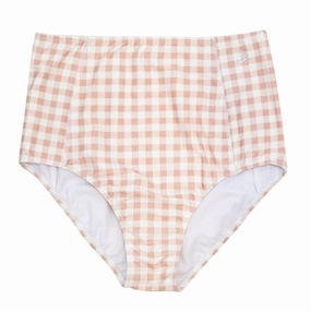 Women's High Waist Bikini Bottoms | "Pink Gingham"