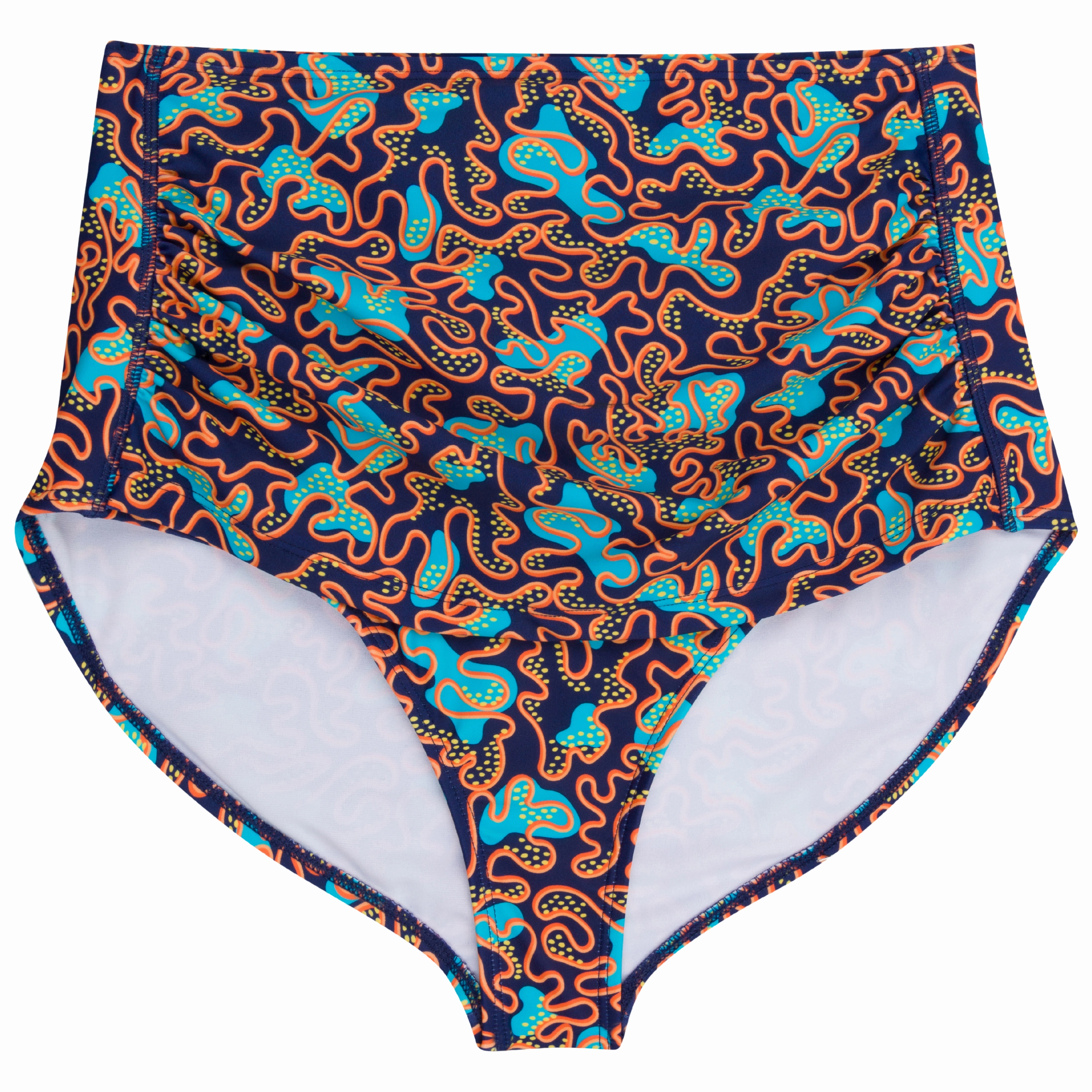 Women's High Waist Bikini Bottoms Ruched | "Deep Dive"