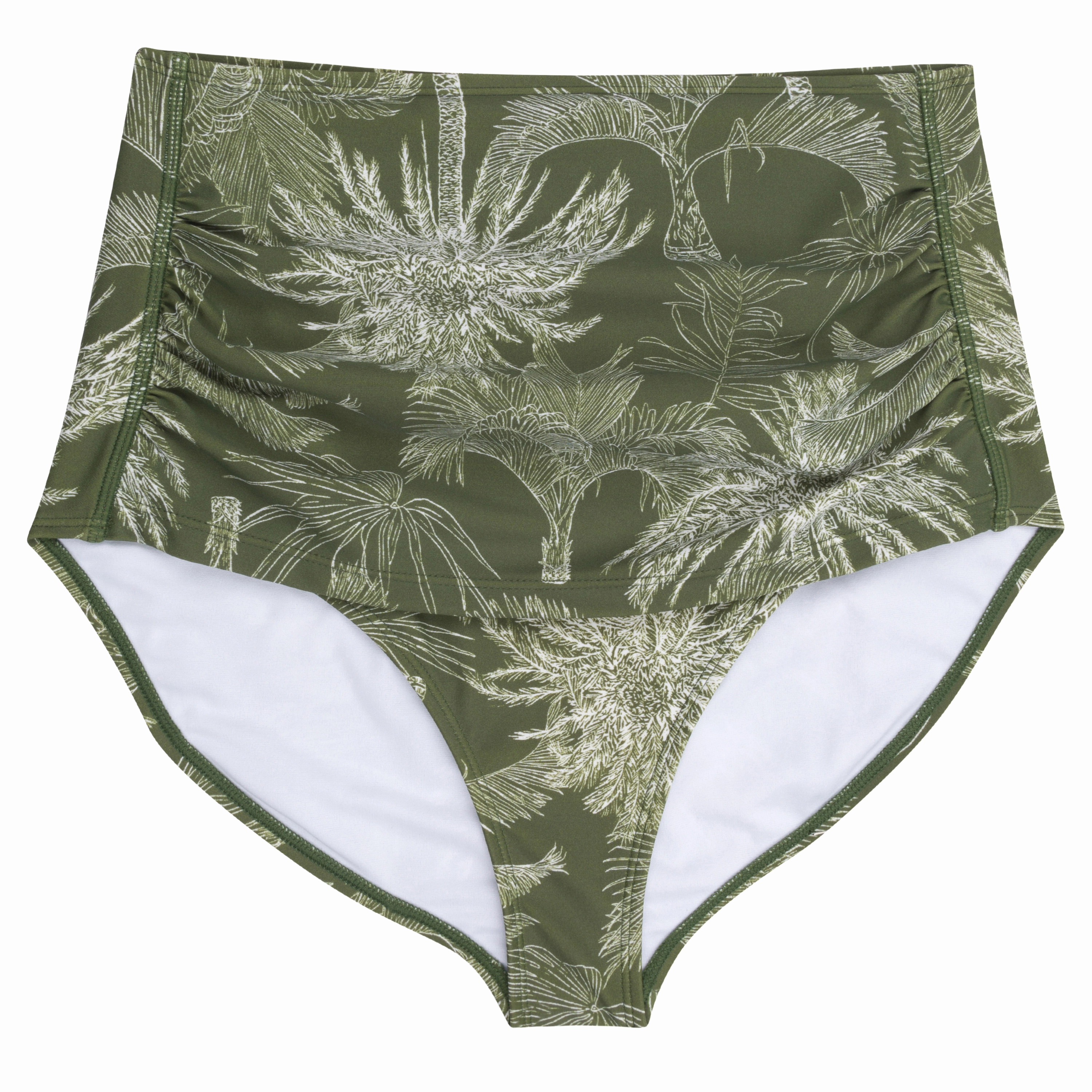 Women's High Waist Bikini Bottoms Ruched | "Hawaiian Rainforest"