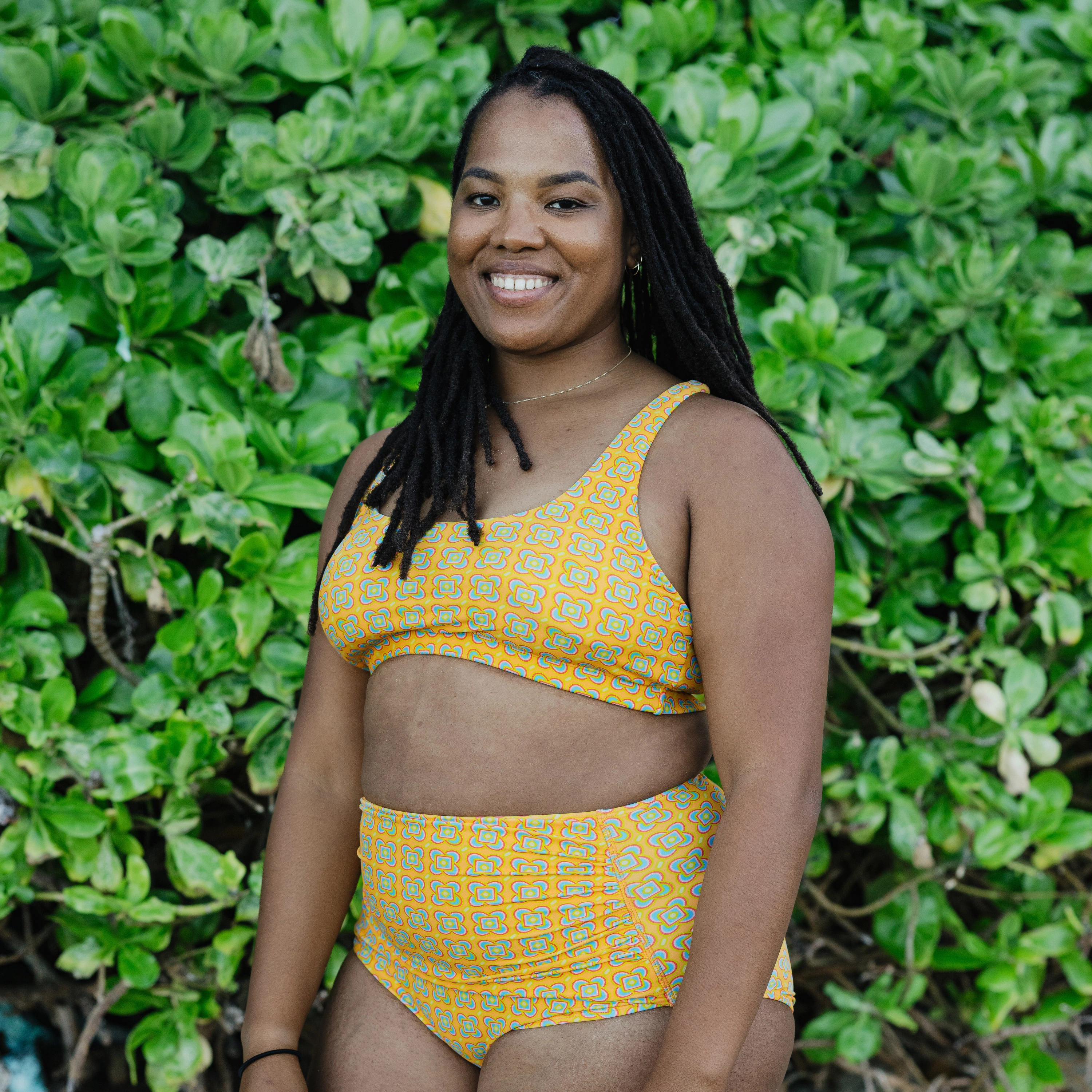 Women's High Waist Bikini Bottoms Ruched | "Kaleidoscope"