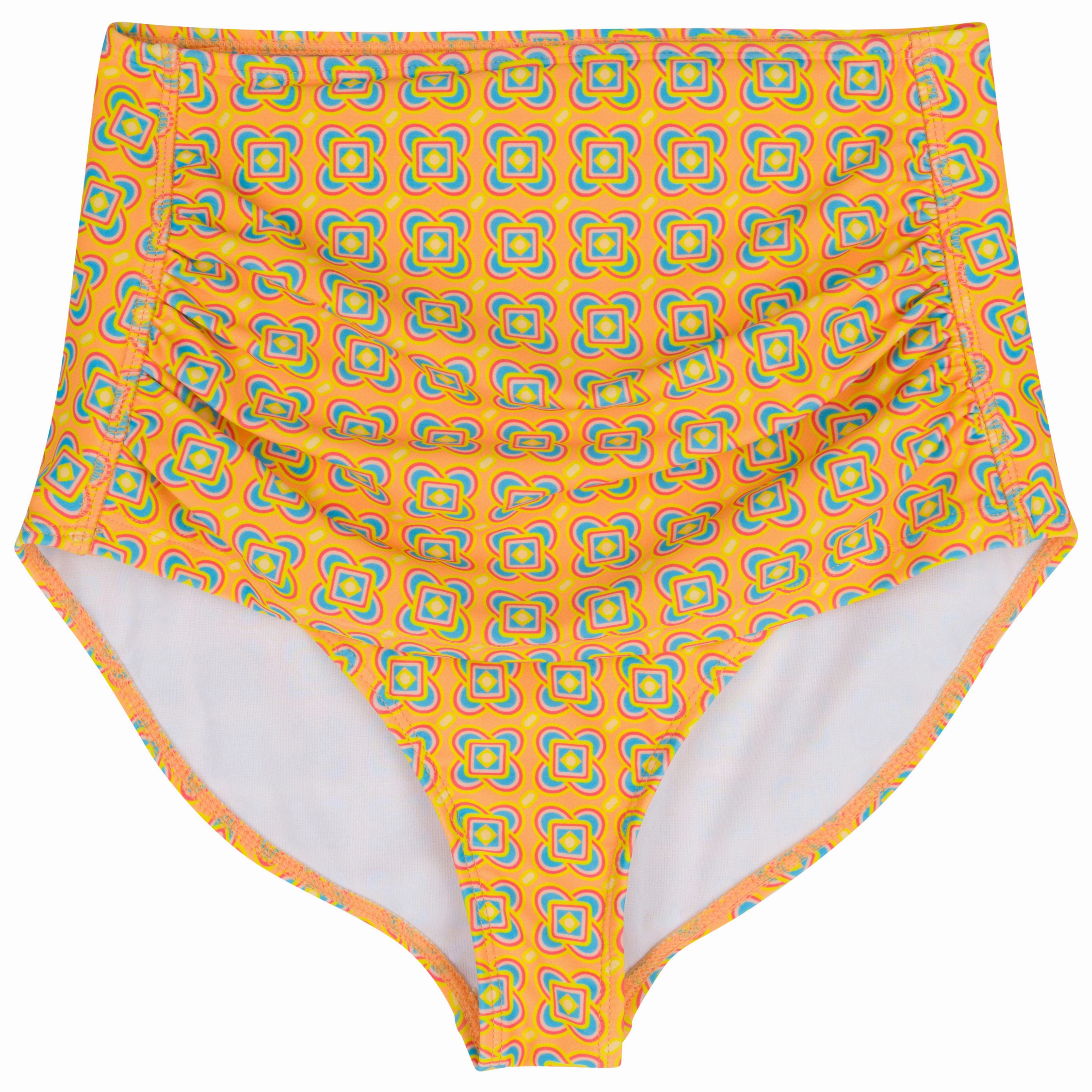 Women's High Waist Bikini Bottoms Ruched | "Kaleidoscope"