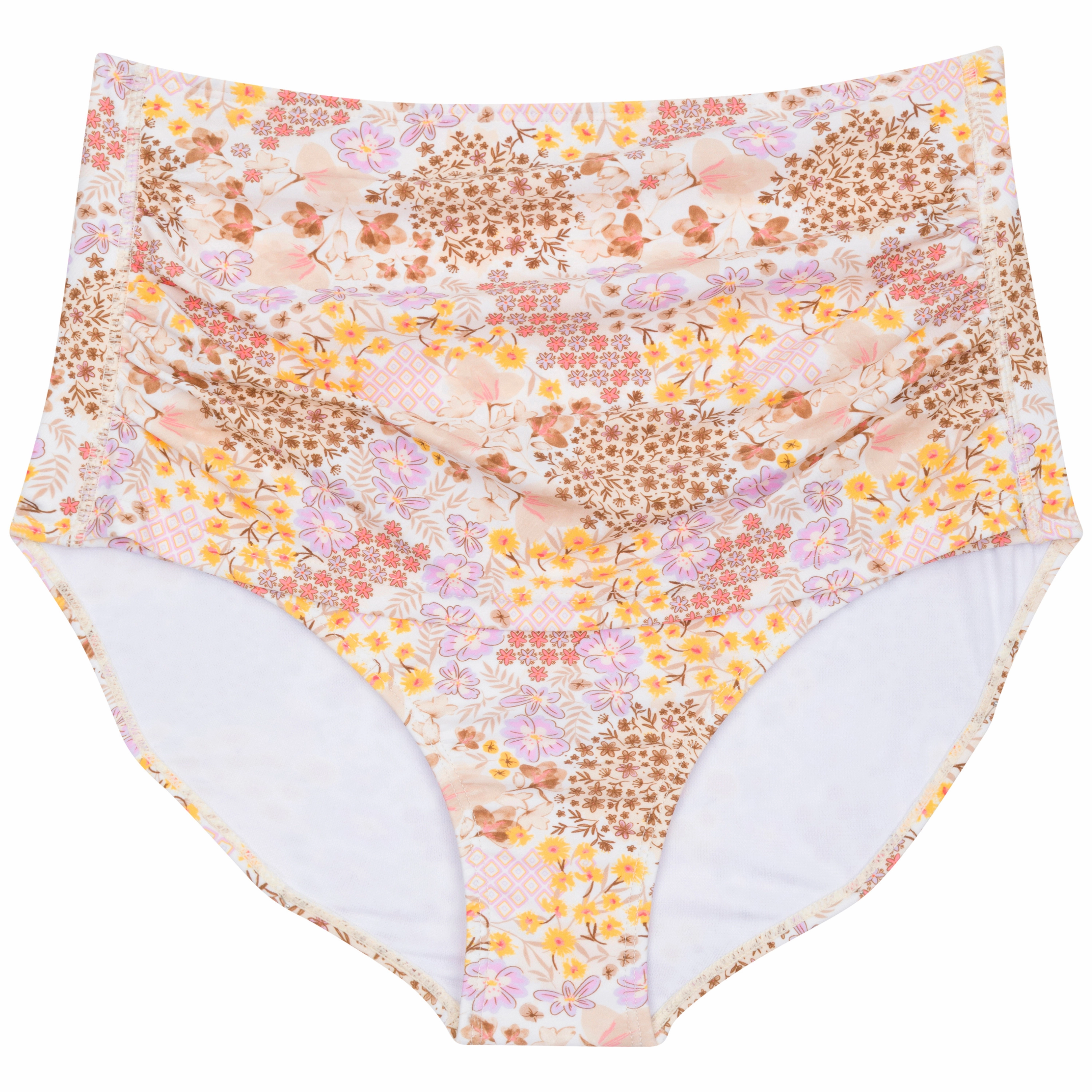 Women's High Waist Bikini Bottoms Ruched | "Meadows"