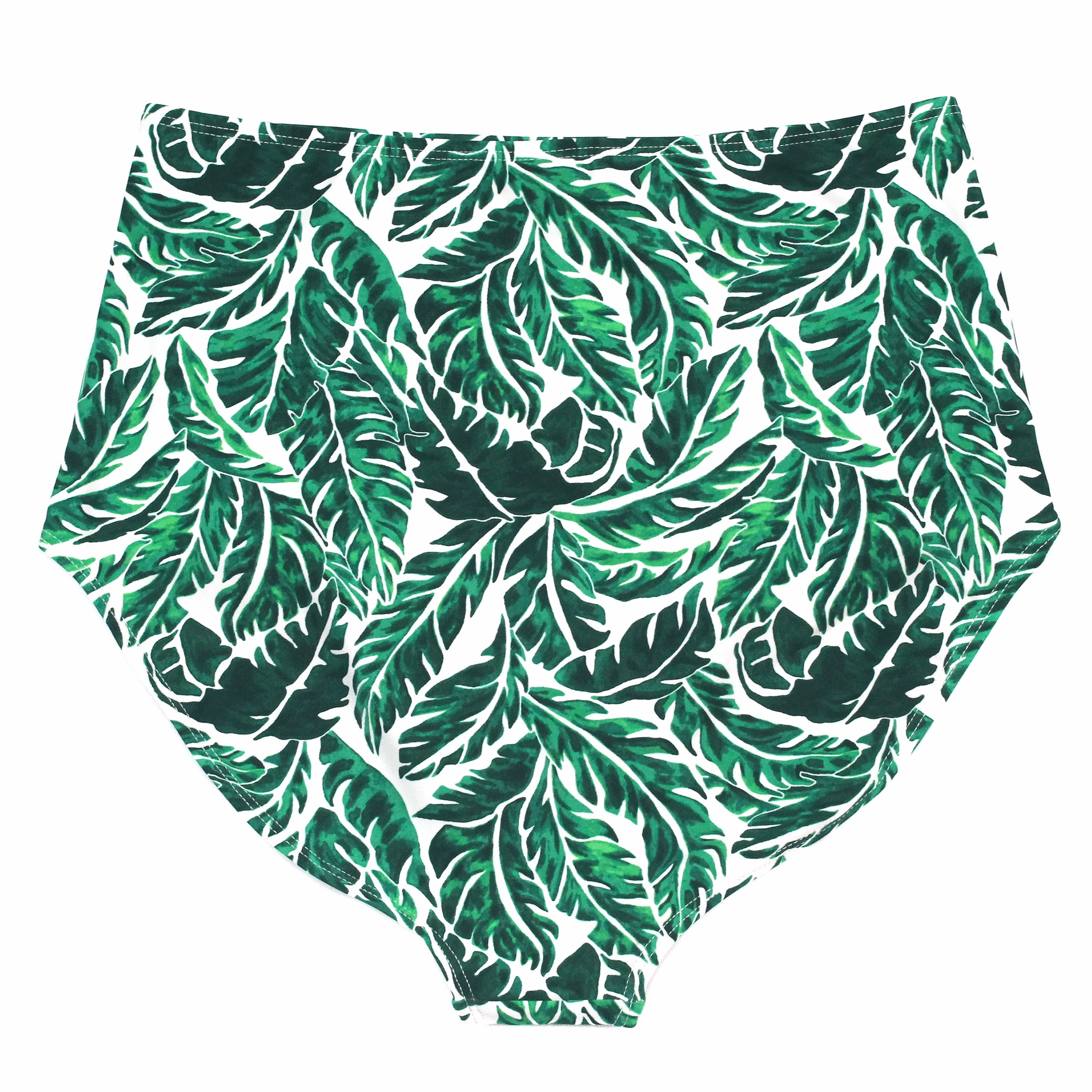 Women's High Waist Bikini Bottoms Ruched | "Palm Leaf"