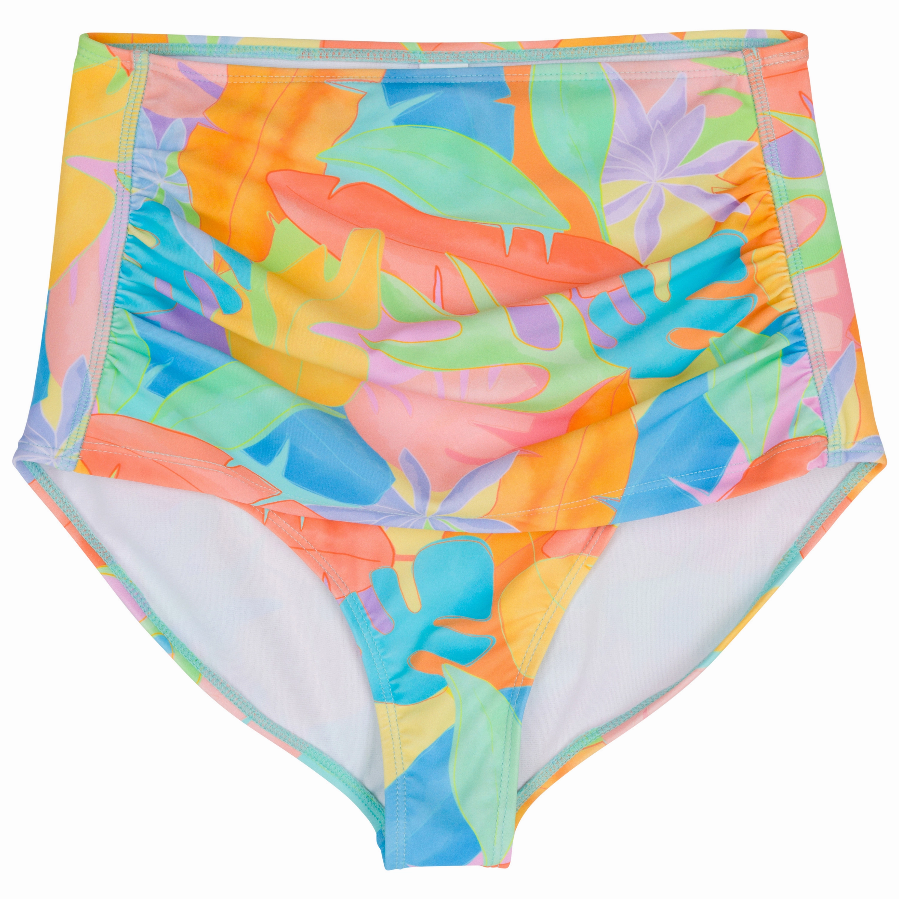 Women's High Waist Bikini Bottoms Ruched | "Vibrant Vacay"