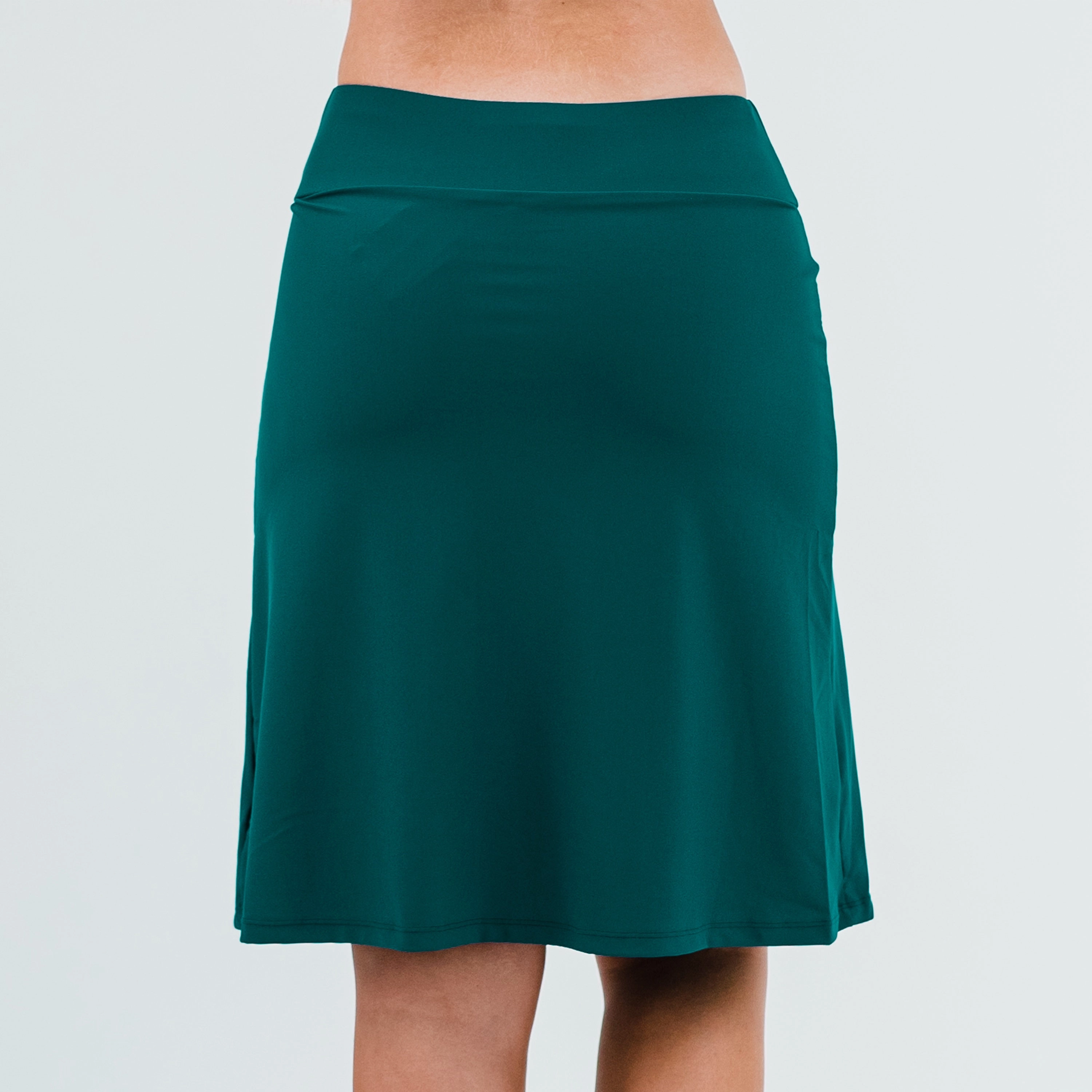 Women's High Waisted Knee Length Swim Skirt With Attached Bike Shorts