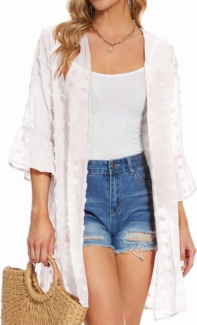 Women's Kimono Cardigans Floral Chiffon Loose Open Front Casual Summer Tops