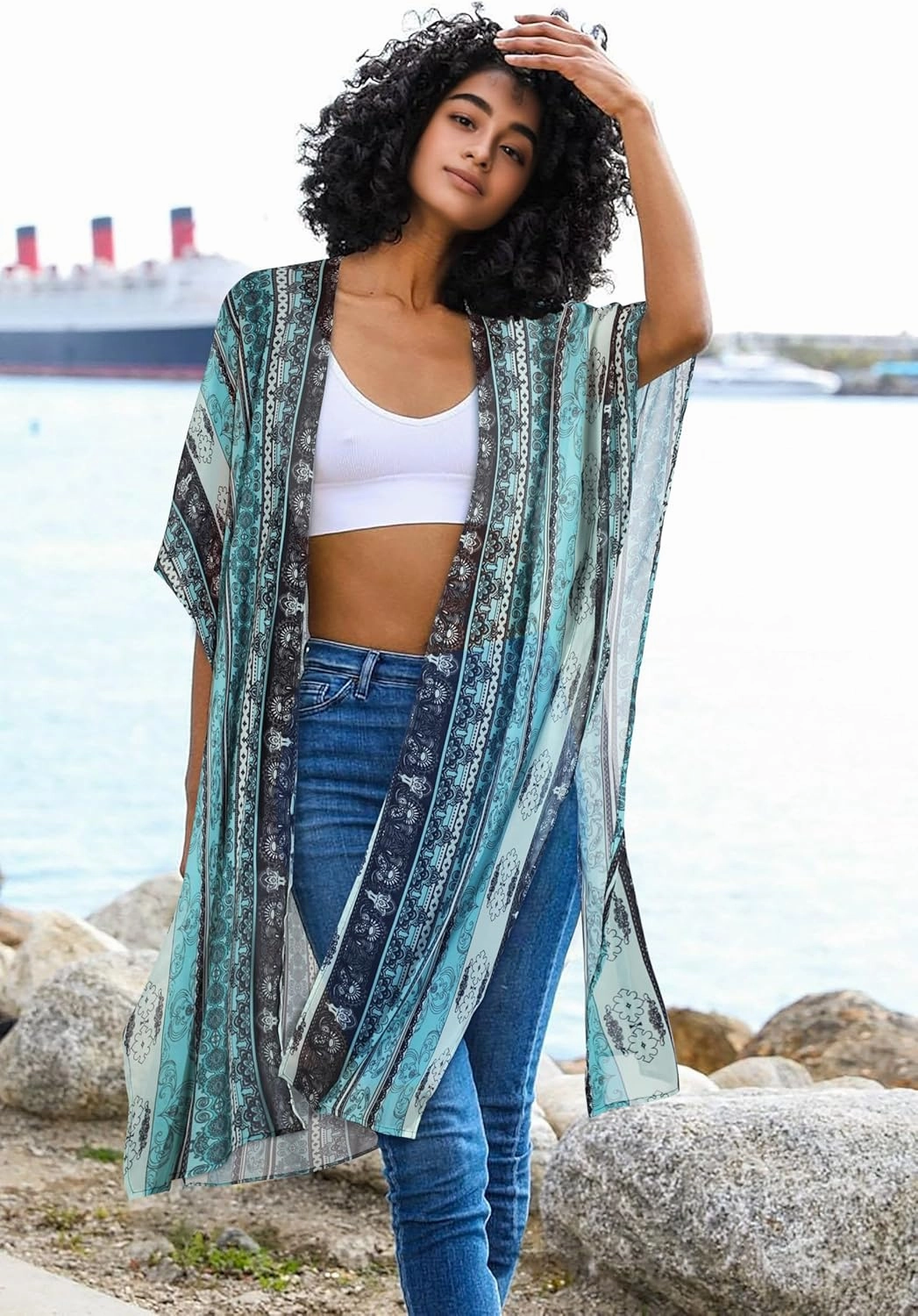 Women's Kimono Swimsuit Coverups Summer Beach Casual Loose Cardigans for Swimwear