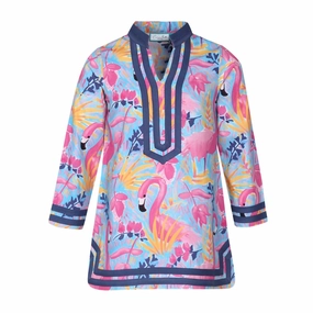 Women's Long Sleeve Cabana Cover-Up In Flock Party