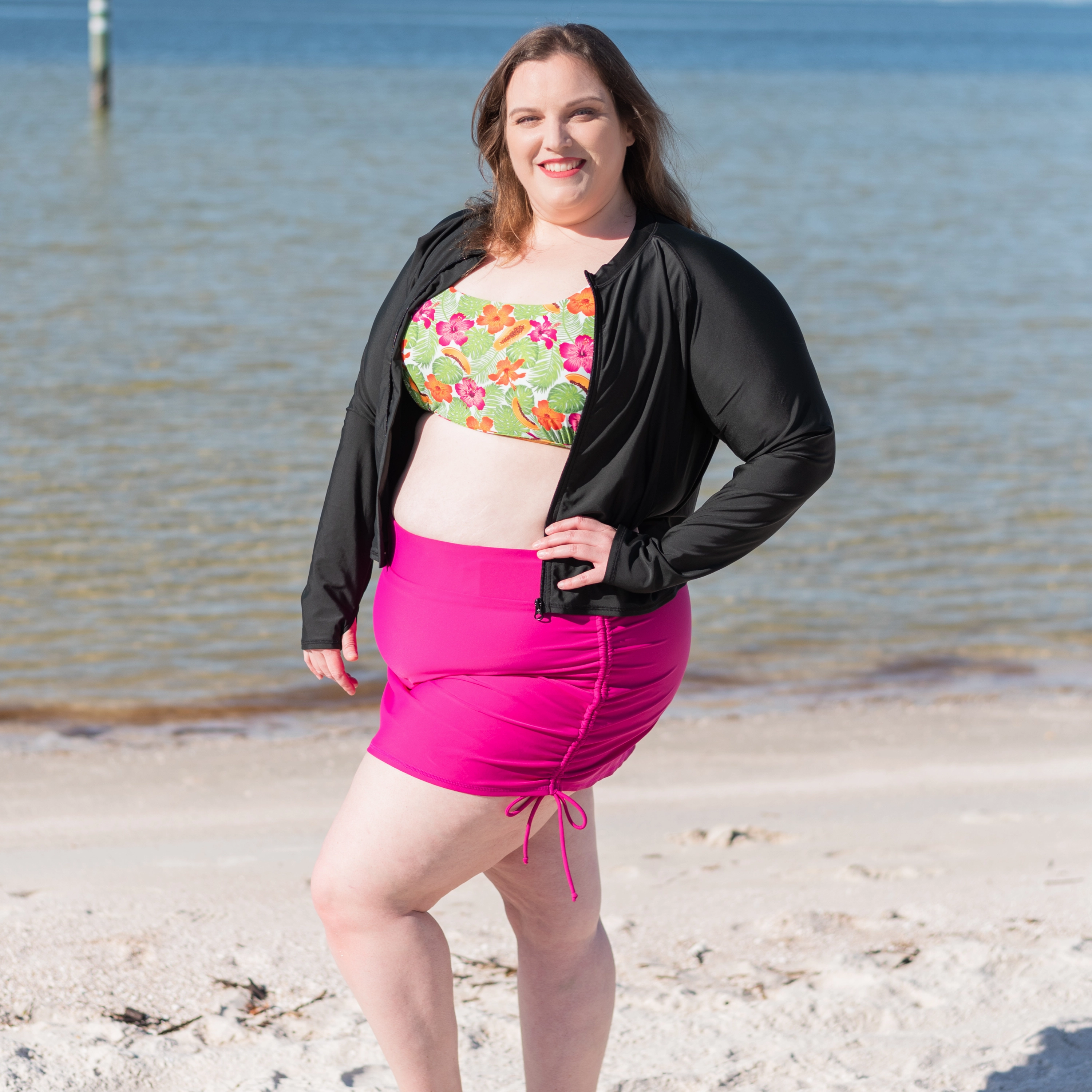 Women's Long Sleeve Crop Rash Guard | ???Black???