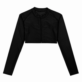 Women's Long Sleeve Crop Rash Guard | ???Black???