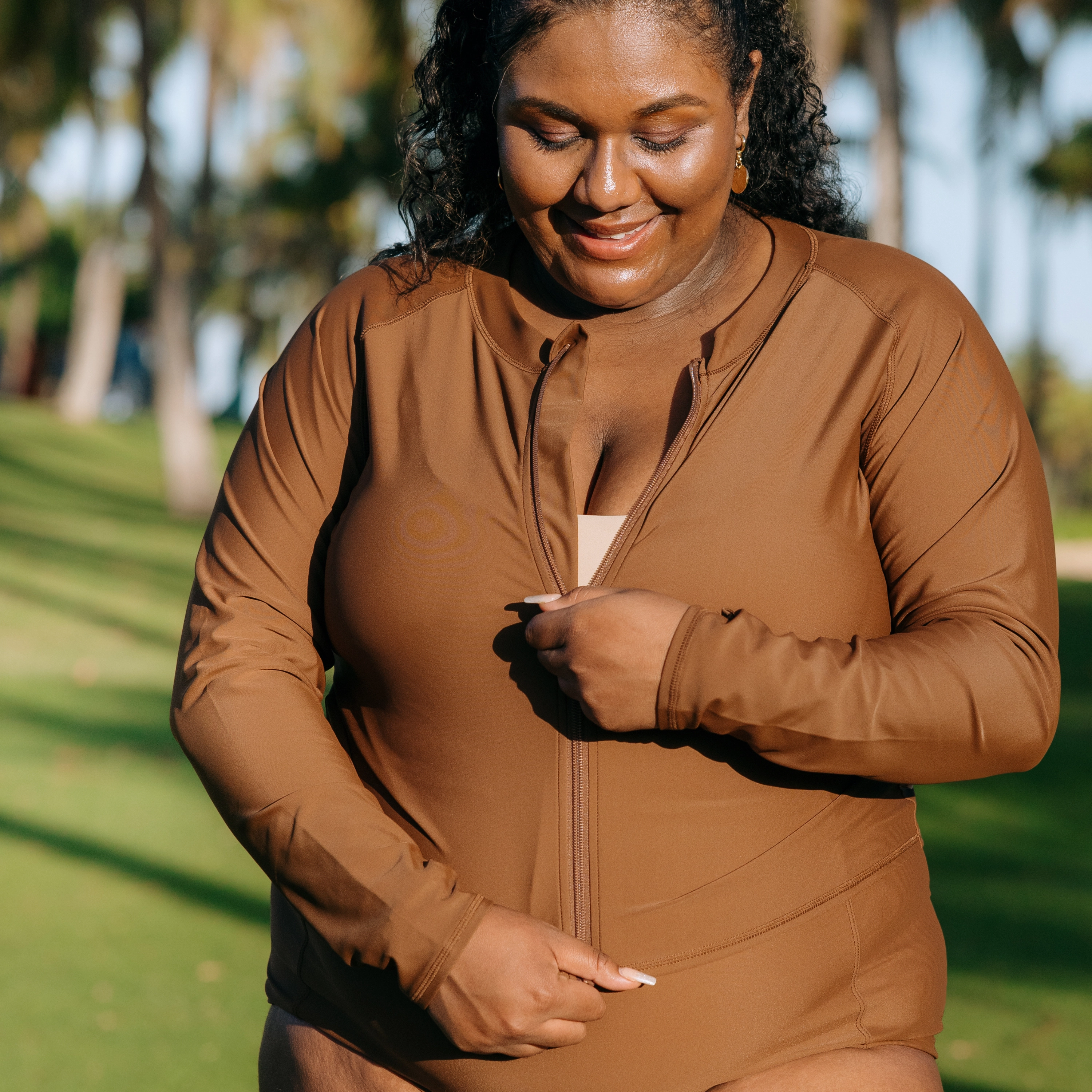 Women's Long Sleeve Crop Rash Guard | ???Cold Brew???