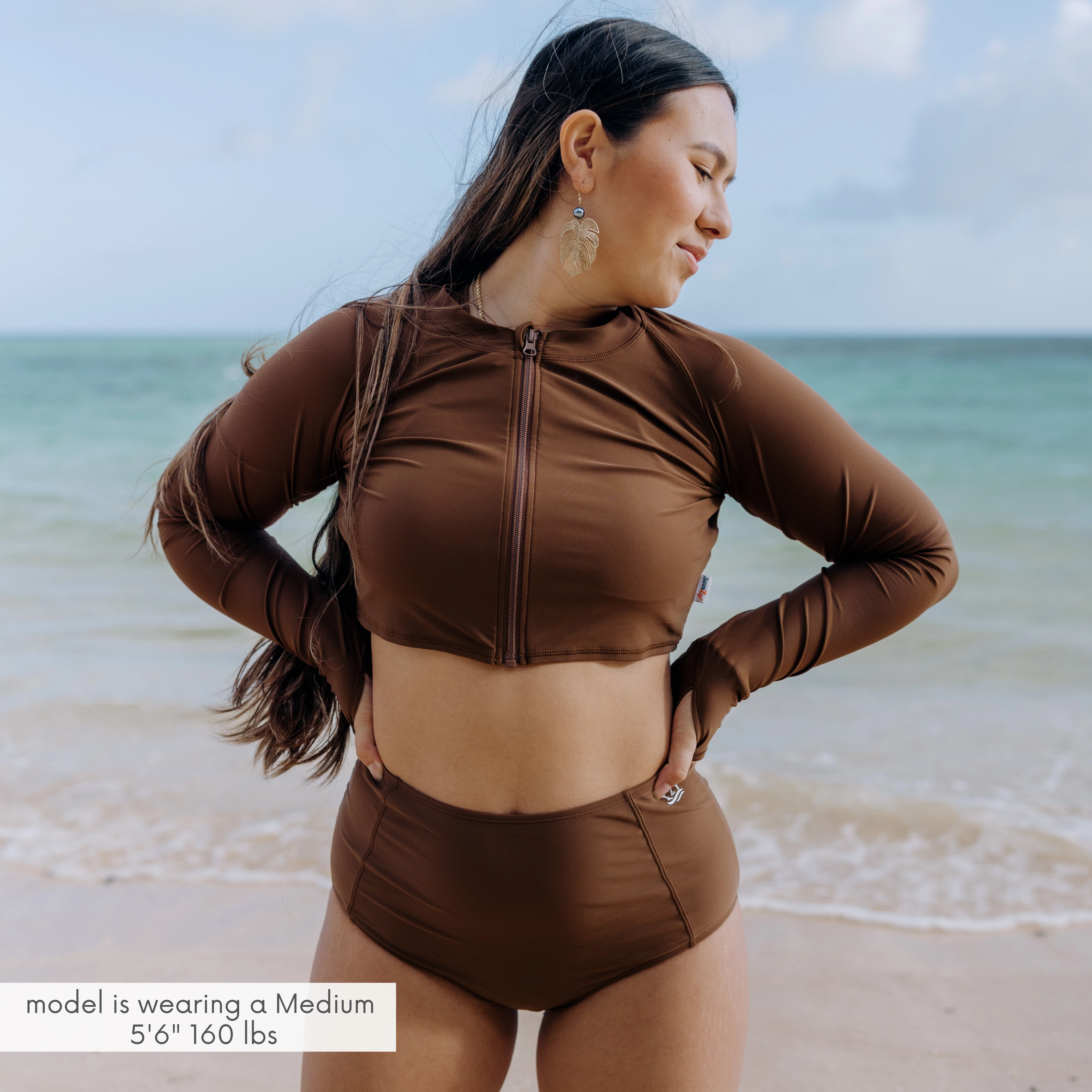 Women's Long Sleeve Crop Rash Guard | ???Cold Brew???