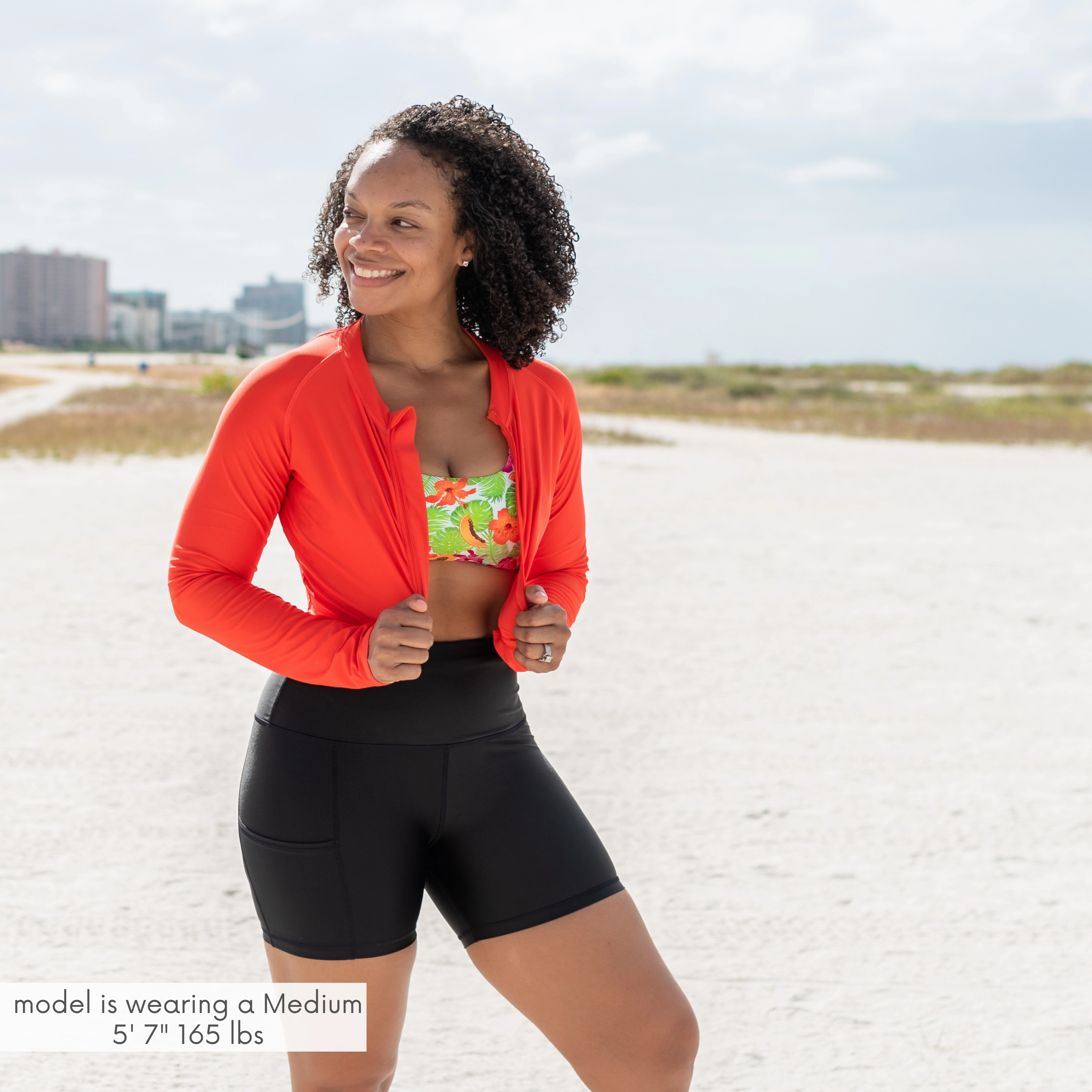Women's Long Sleeve Crop Rash Guard | ???Fiesta Red???
