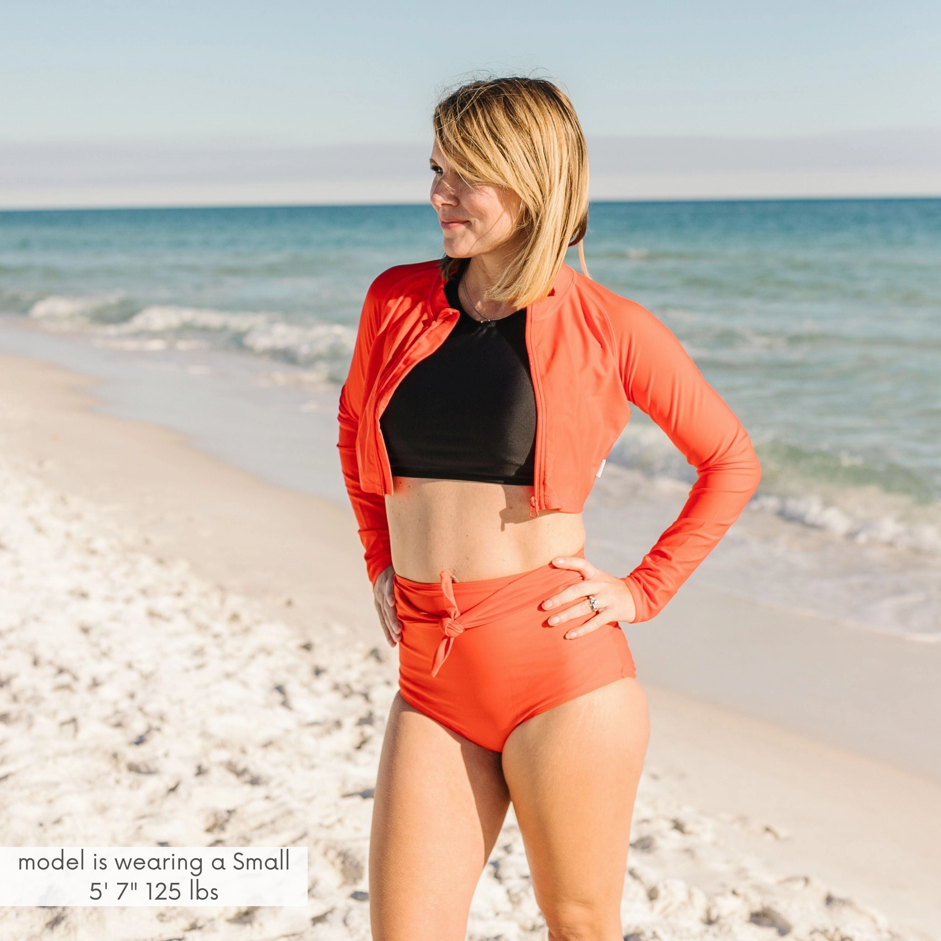 Women's Long Sleeve Crop Rash Guard | ???Fiesta Red???