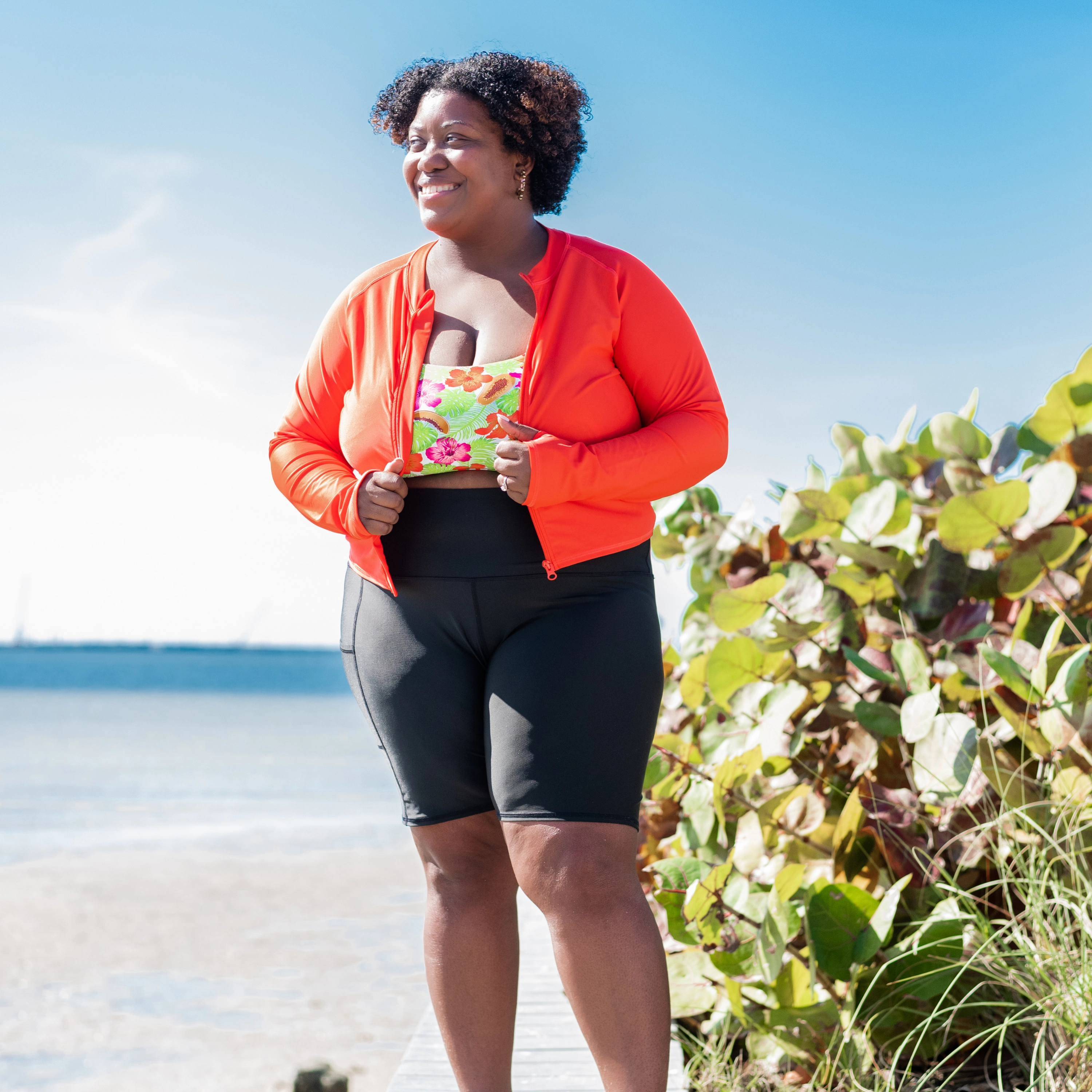 Women's Long Sleeve Crop Rash Guard | ???Fiesta Red???