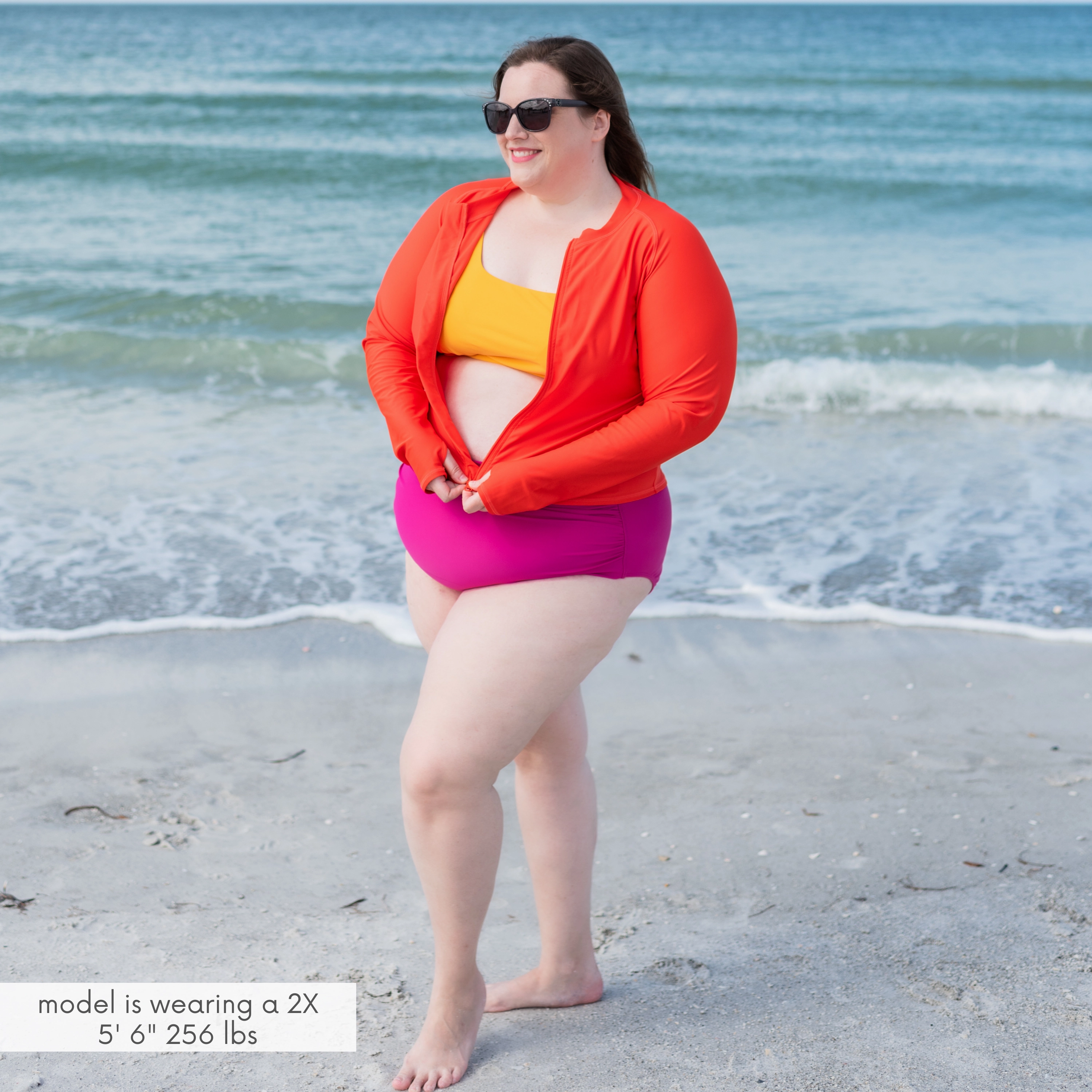 Women's Long Sleeve Crop Rash Guard | ???Fiesta Red???