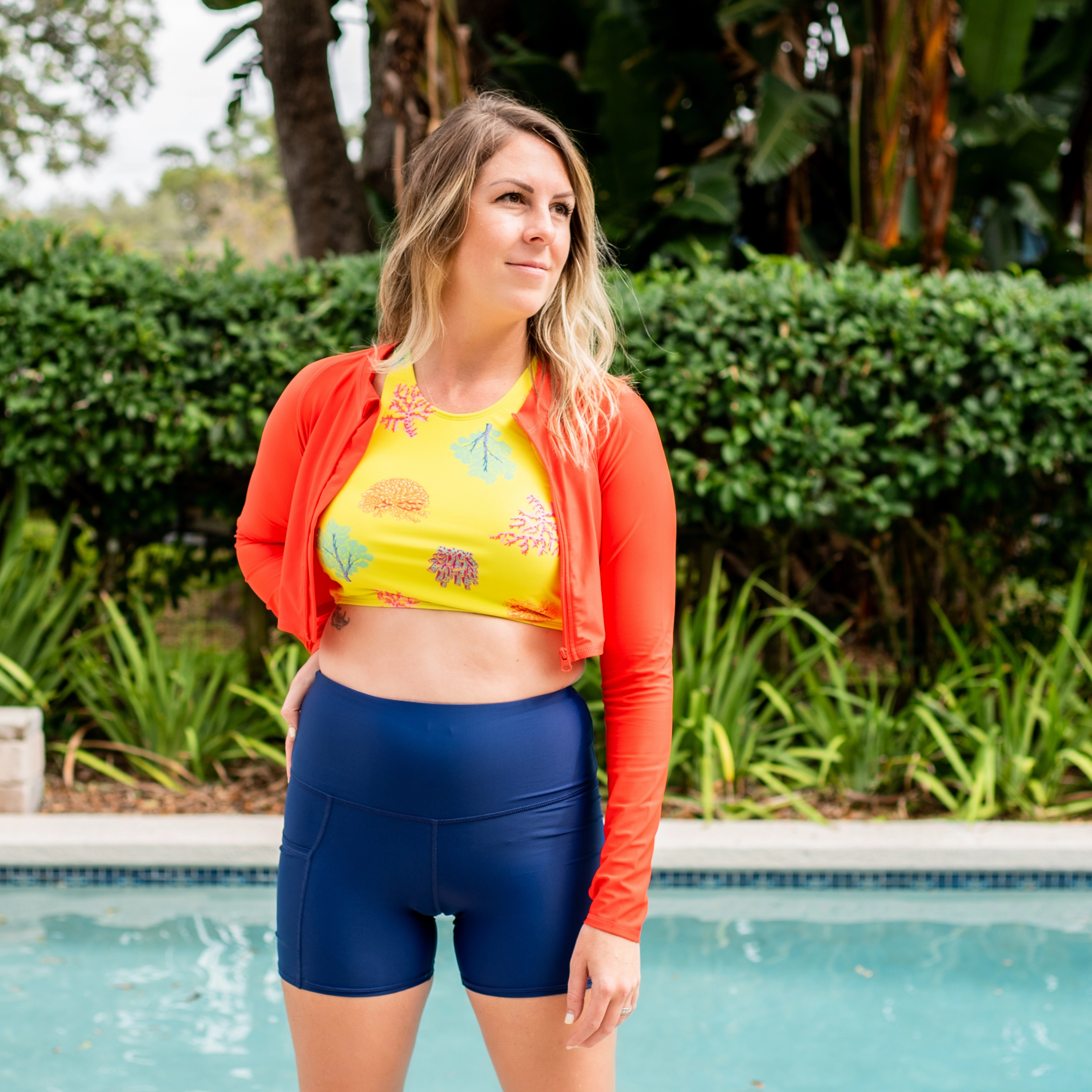 Women's Long Sleeve Crop Rash Guard | ???Fiesta Red???
