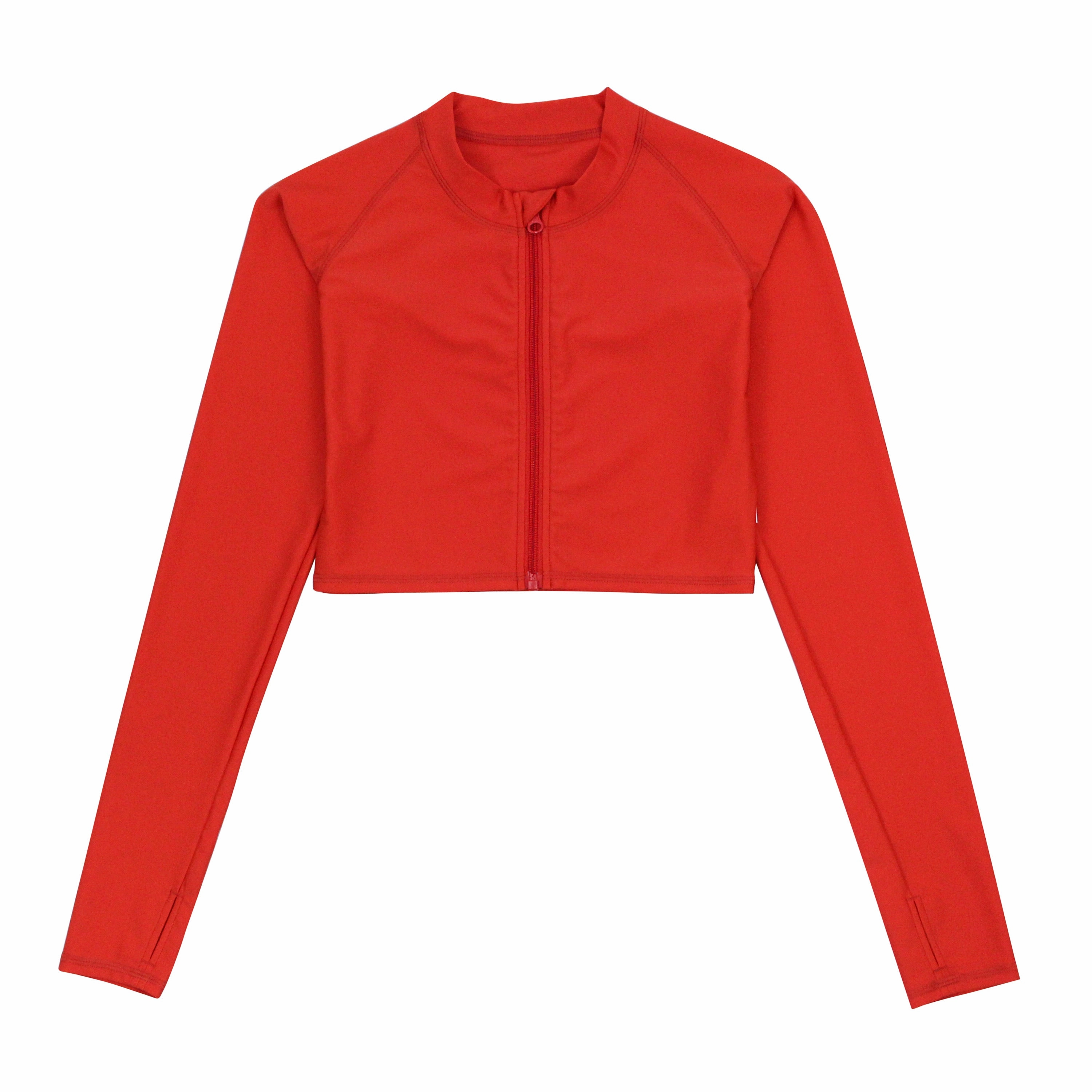 Women's Long Sleeve Crop Rash Guard | ???Fiesta Red???
