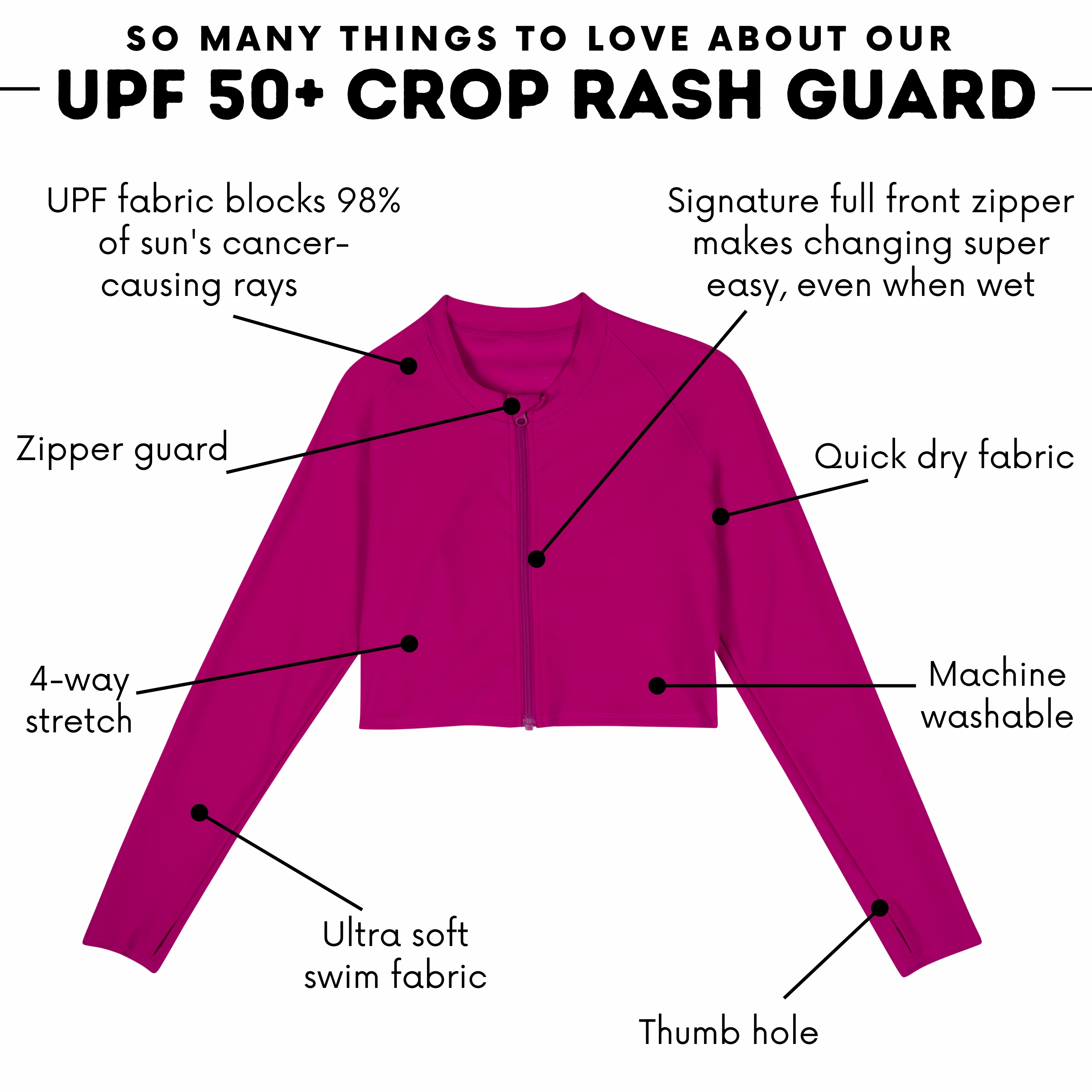 Women's Long Sleeve Crop Rash Guard | ???Fuchsia???