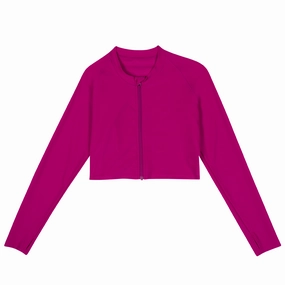 Women's Long Sleeve Crop Rash Guard | ???Fuchsia???