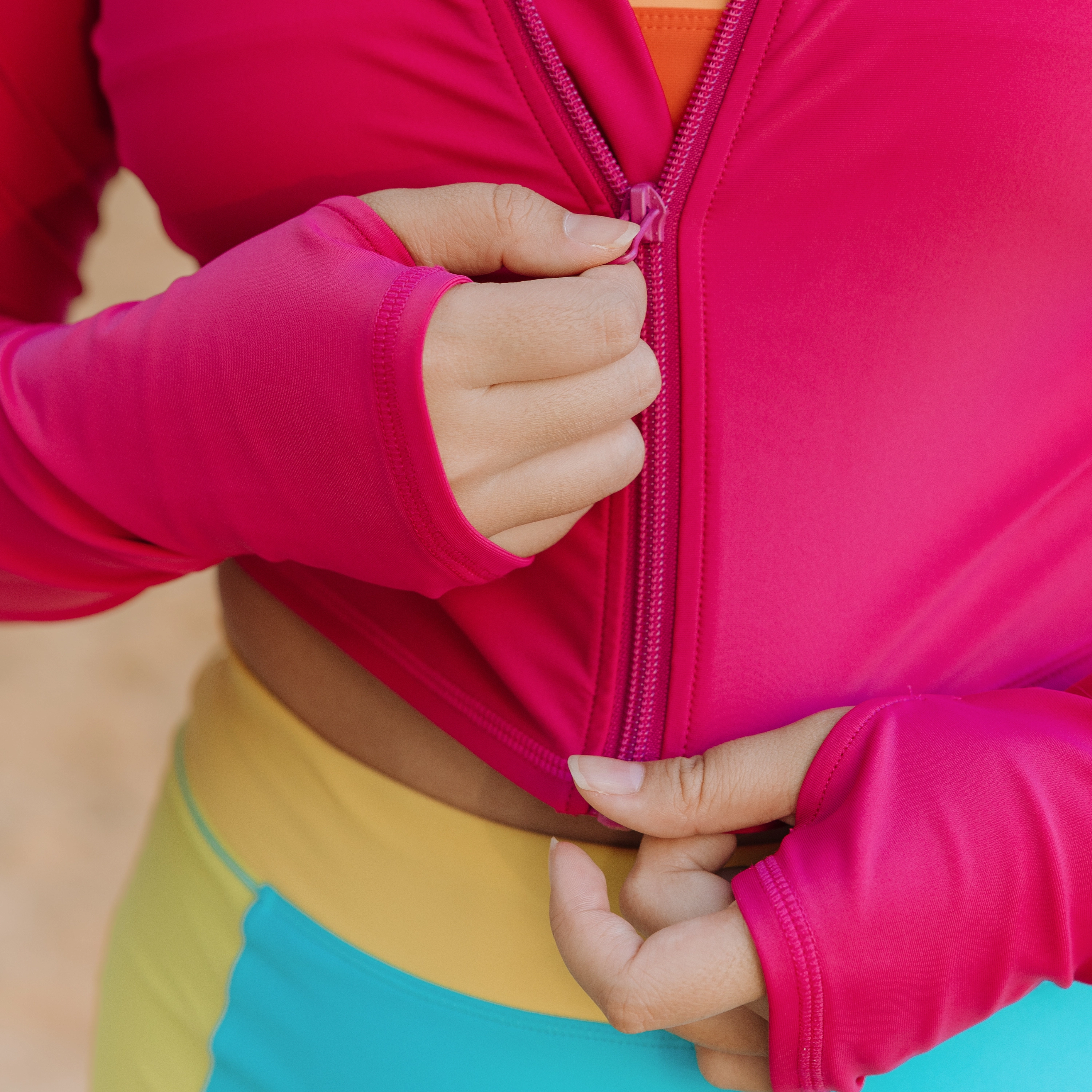 Women's Long Sleeve Crop Rash Guard | ???Fuchsia???